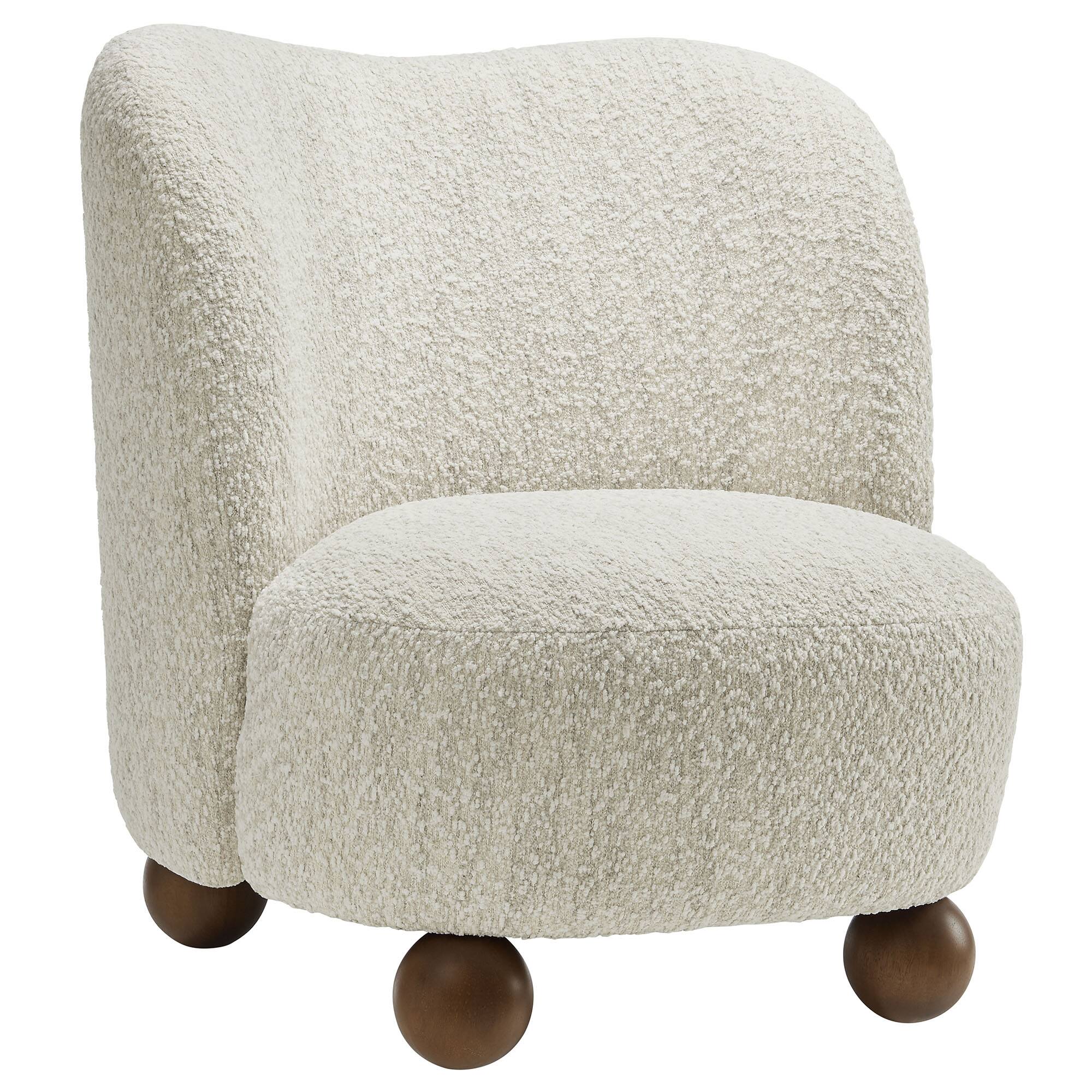 Angle. Modway - Monroe Boucle Fabric Accent Chair by Modway - Pearl Walnut.