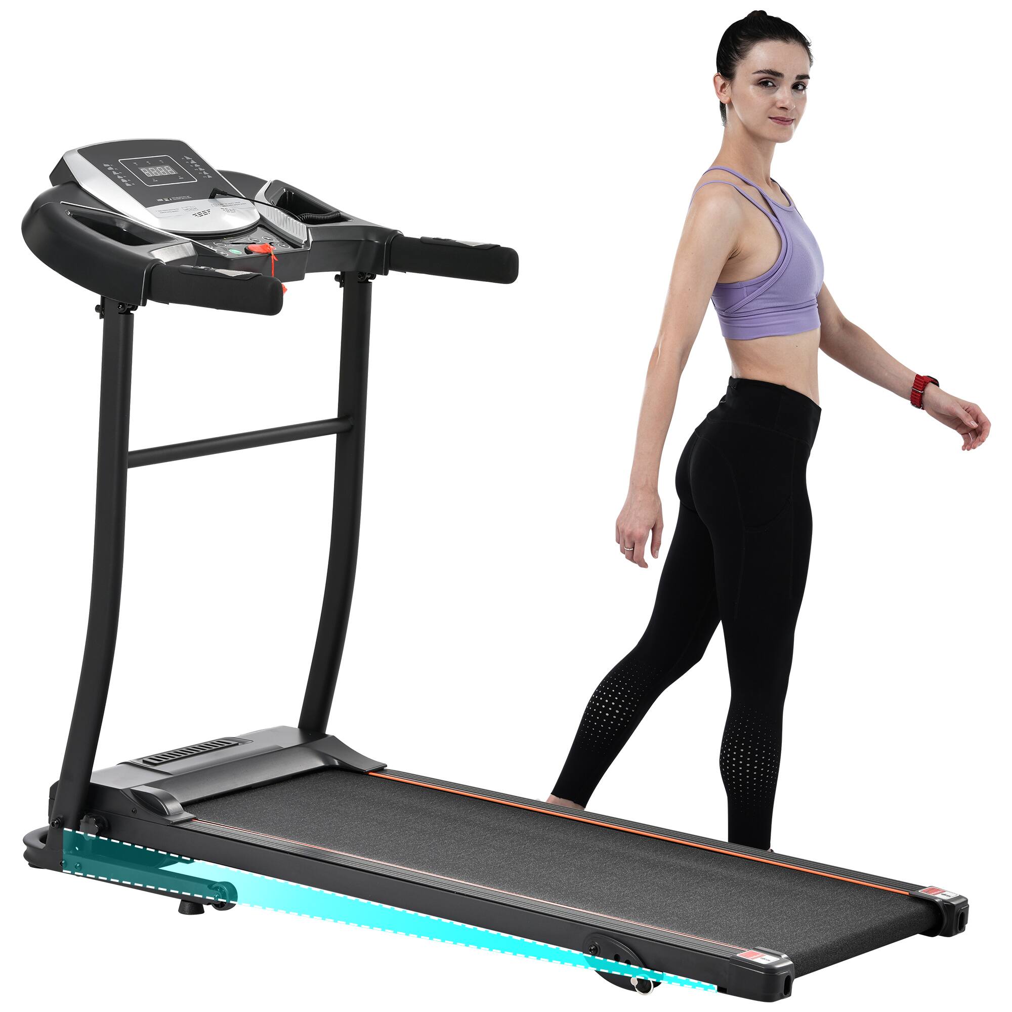 Alt View 5. Tiramisubest - Home Folding Treadmill with Pulse Sensor, 2.5 HP Motor, 7.5 MPH, 300LBS Capacity, 3 Level Incline, 12 Preset Programs - Black|Silver.