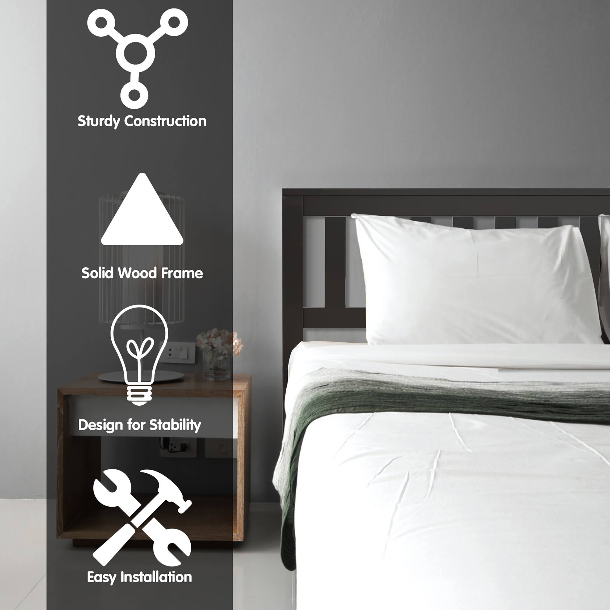 Alt View 5. Costway - Costway Queen Wood Platform Bed with Headboard and Footboard Mattress Foundation - Brown.