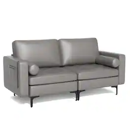Kadyn - Modern Loveseat Sofa with 2 Bolsters and Side Storage Pocket-Light Gray, Loveseat Sofa for Small Spaces - Gray