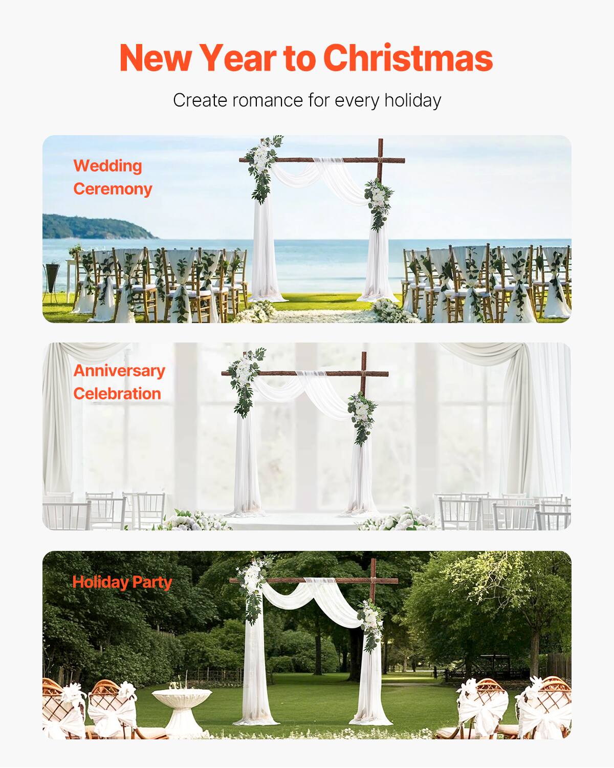 New Year to Christmas  
Create romance for every holiday  

Wedding Ceremony  

Anniversary Celebration  

Holiday Party