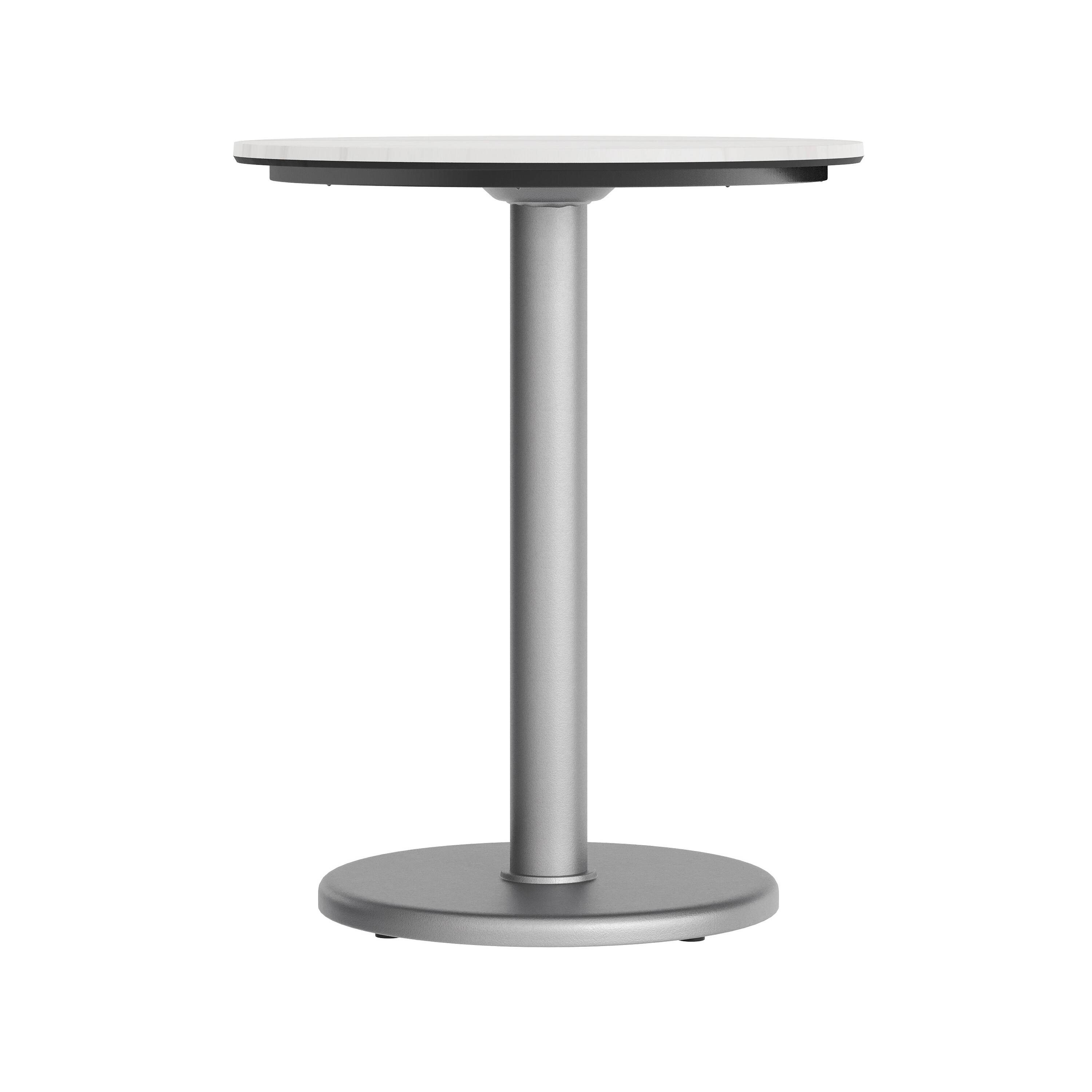 Alt View 7. Emma + Oliver - PureShield Indoor Outdoor Tabletop with Seam-Free Surface Innovation and Cast Iron Bistro Table Base - White Faux Marble/Silver Base.