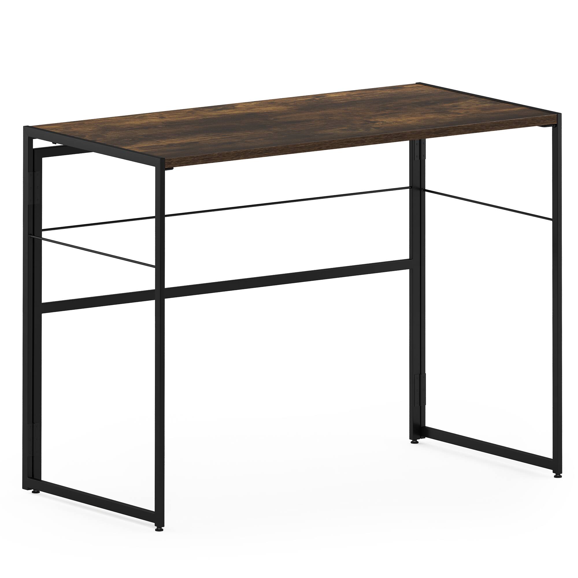 Front. Furinno - Riau No Tool Metal Frame Computer Desk - Rustic Oak/Black.