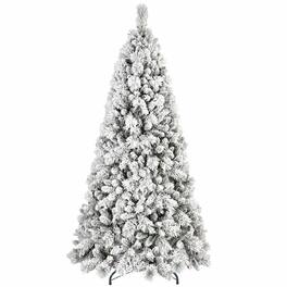 RYHNUYNE - 4FT Flocked Christmas Tree, 350 Snowy PVC Hard Needle Branches Hinged Design Easy Setup Stable Metal Stand - Green,White