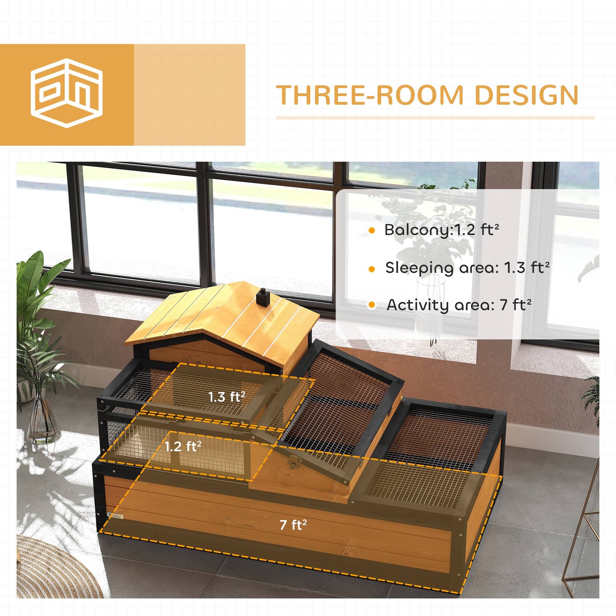 THREE-ROOM DESIGN

- Balcony: 1.2 ft²
- Sleeping area: 1.3 ft²
- Activity area: 7 ft²

1.3 ft²  
1.2 ft²  
7 ft²