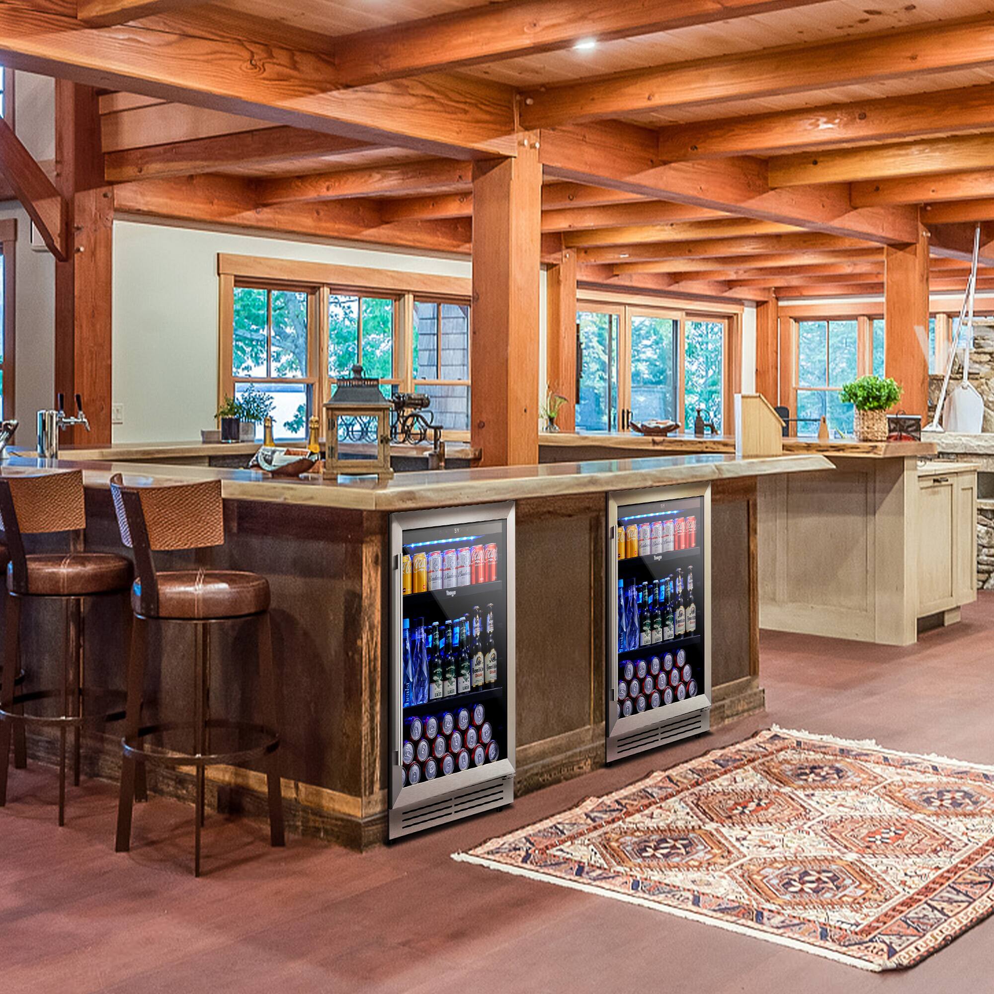 Alt View 8. Yeego - 360 Cans Beverage Refrigerator Cooler,Tow 24in Can Beverage Fridge with Double Layer Galss,Built-in or Freestanding for - Silver.