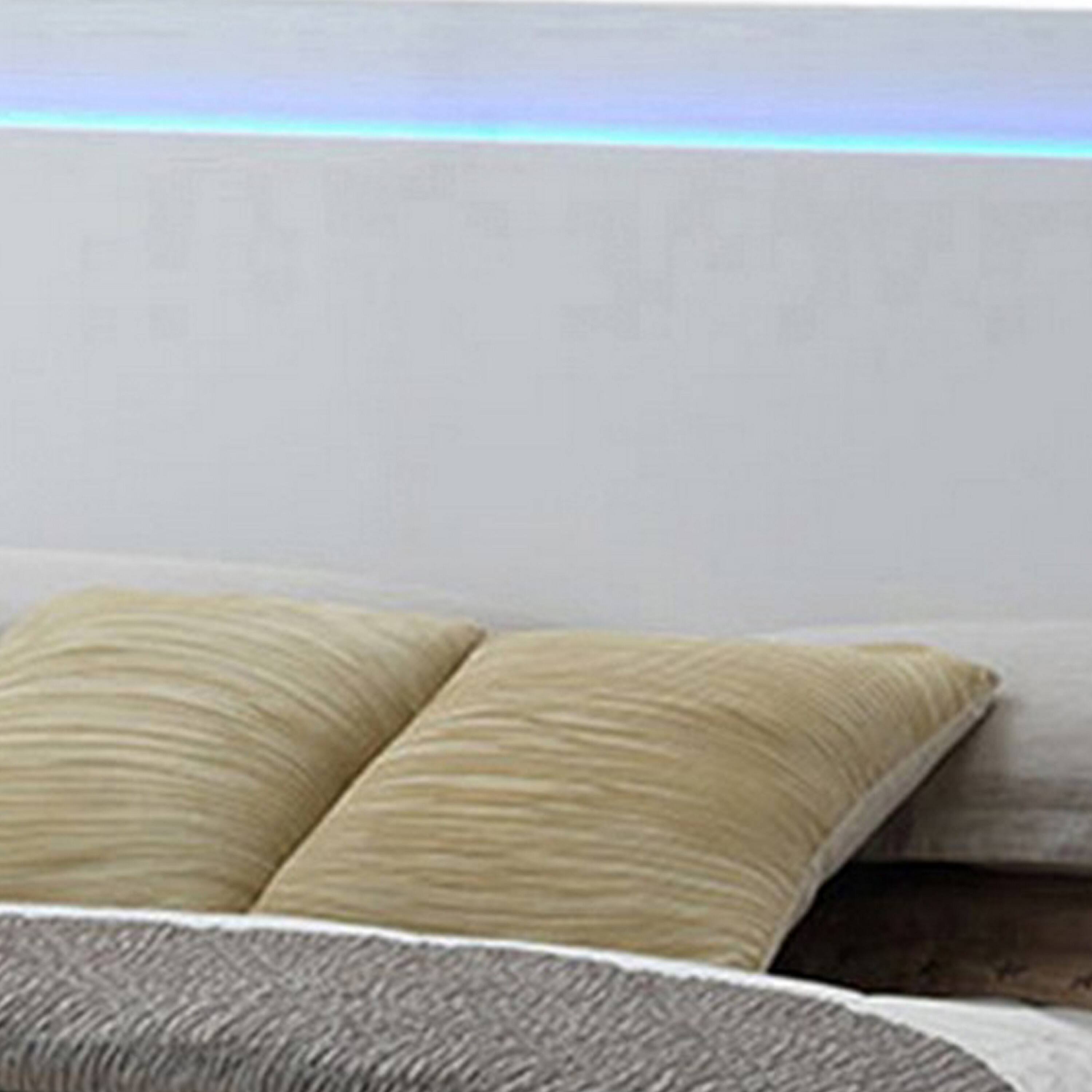 Alt View 2. Manhattan Lane - Sok King Panel Bed with LED Headboard, Low Profile Footboard - White.