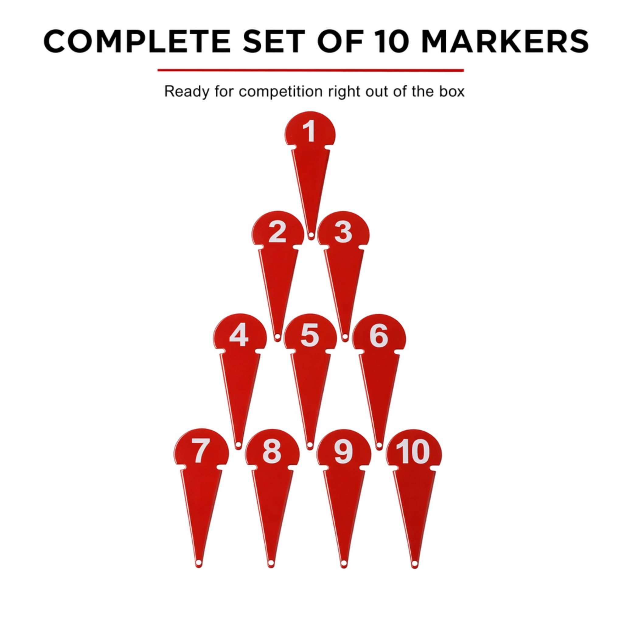 COMPLETE SET OF 10 MARKERS  
Ready for competition right out of the box  
1 2 3 4 5 6 7 8 9 10