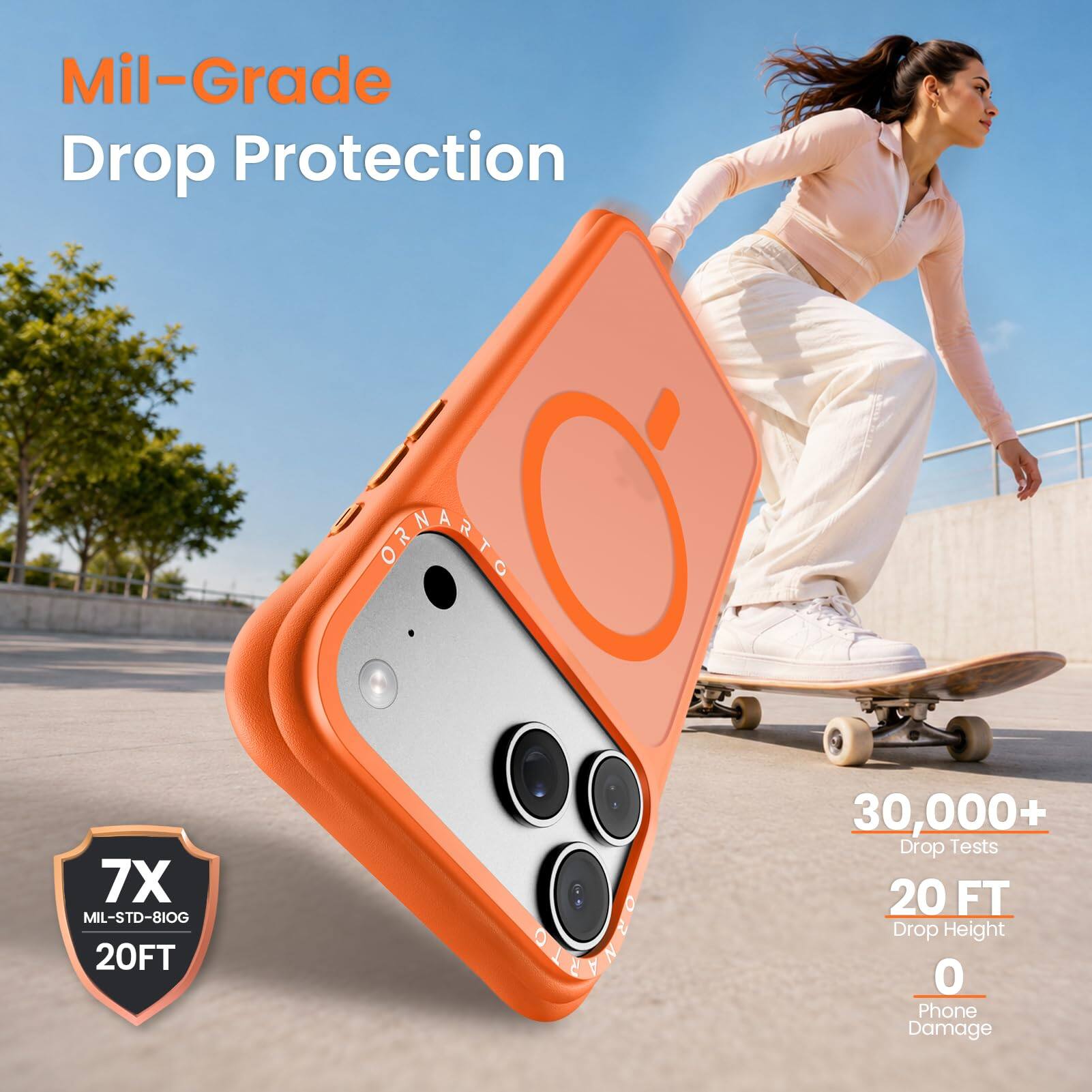 Mil-Grade Drop Protection

7X MIL-STD-810G 20FT

30,000+ Drop Tests

20 FT Drop Height

0 Phone Damage