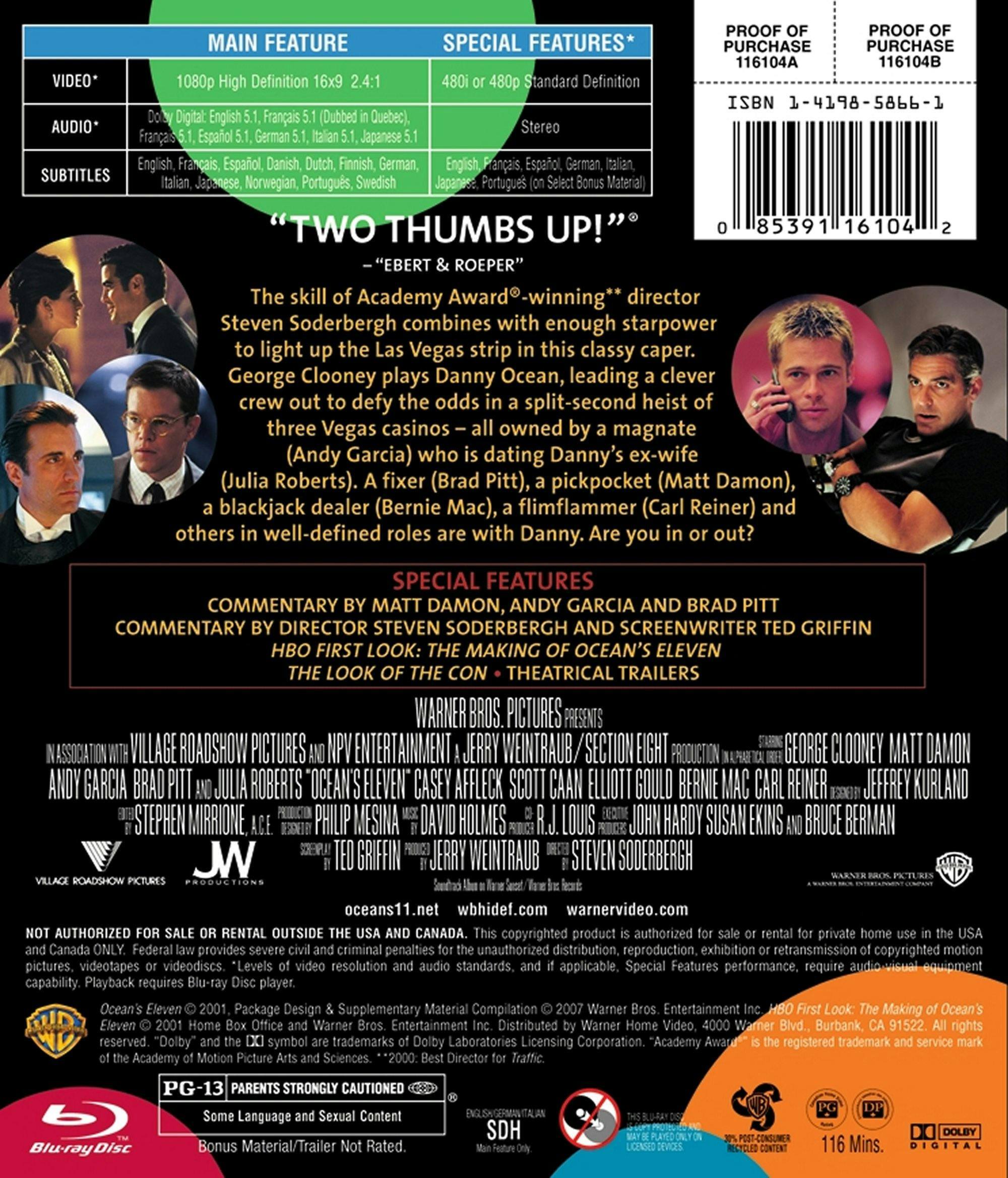 Back. Ocean's Eleven [Blu-ray].