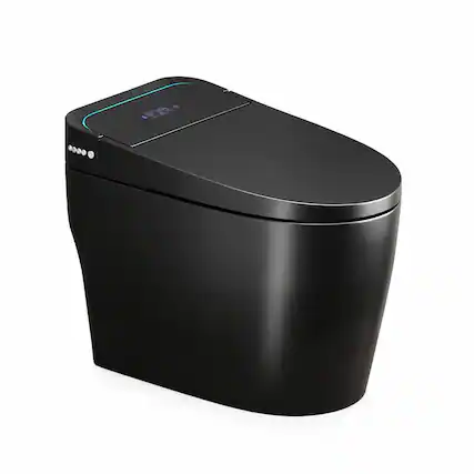 Front. RYHNUYNE - Unique One Piece Smart Bidet Toilet, Auto Open Close Seat Warm Water Dryer For Modern Bathroom In Deep Black - Black.