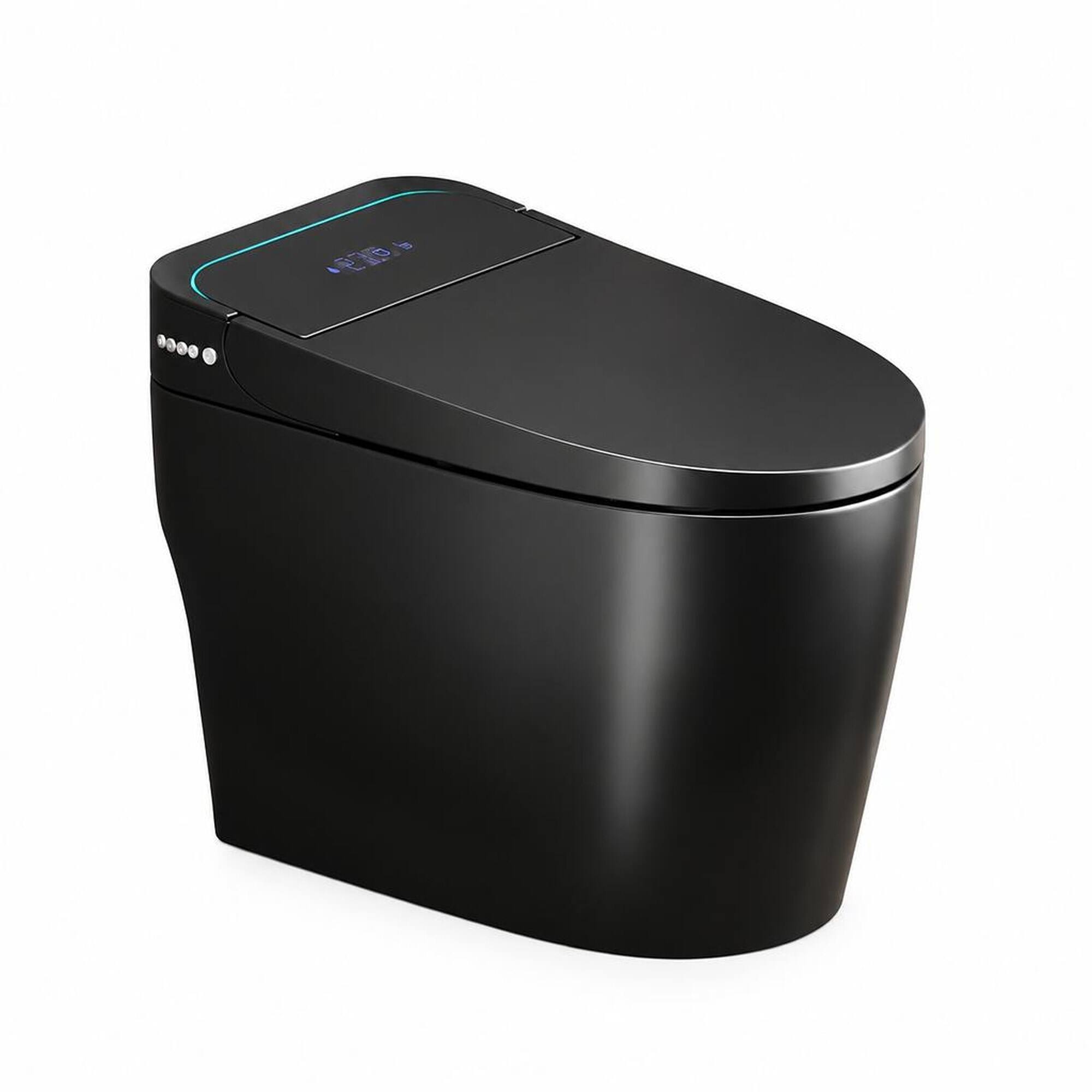 Front. RYHNUYNE - Unique One Piece Smart Bidet Toilet, Auto Open Close Seat Warm Water Dryer For Modern Bathroom In Deep Black - Black.