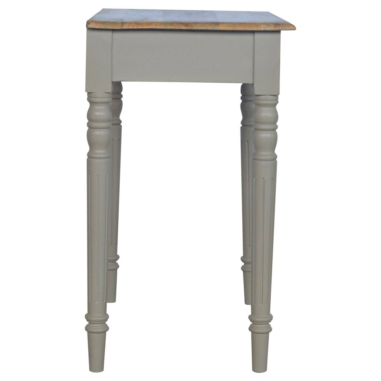 Alt View 5. Artisan Furniture - Artisan Furniture Solid Wood Hand Painted Writing Desk, 1 Drawer, Grey - Grey.