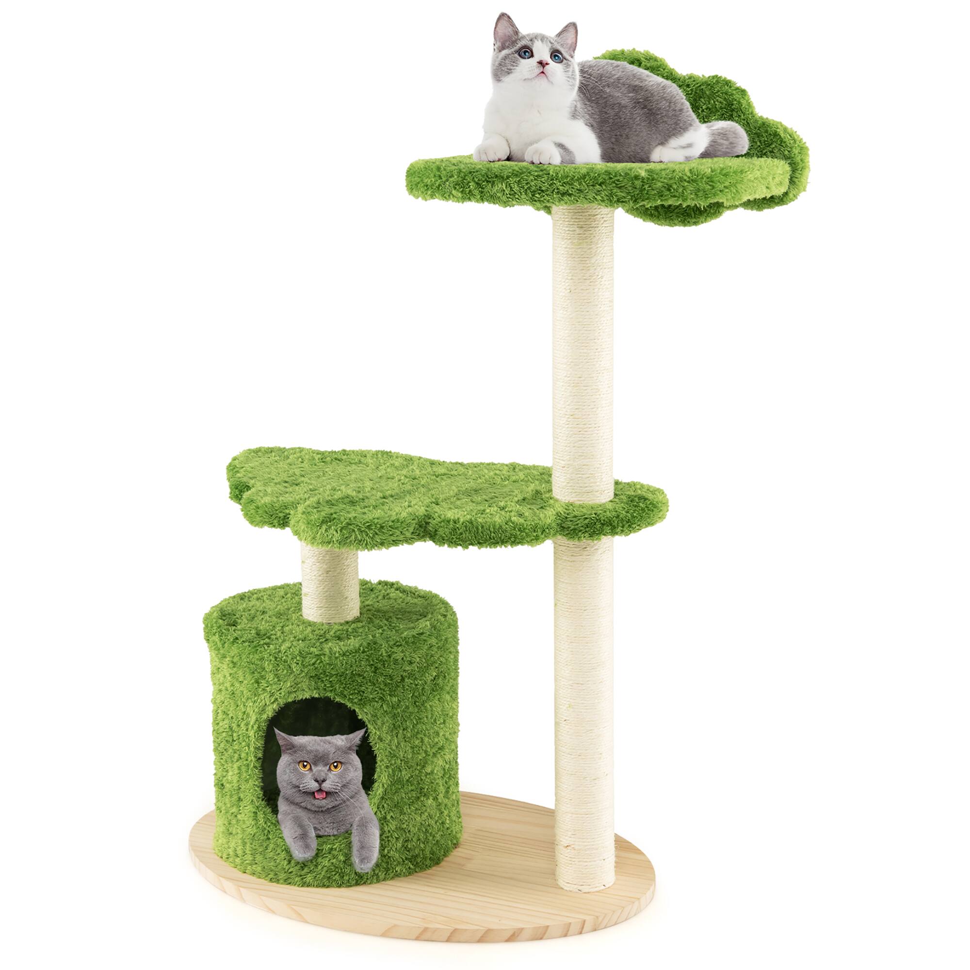 Alt View 10. Gymax - Gymax 38'' Cute Cat Tree Cat Condo Furniture w/ Fully Wrapped Sisal Scratching Posts.