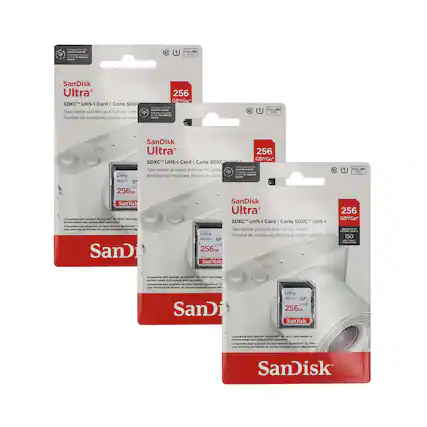 SanDisk Ultra
SDXC™ UHS-I Card
Carte SDXC™ UHS-I
256 GB
Take better pictures and Full HD Video
Prendre de meilleures photos et vidéo Full HD
Compatible with SanDisk QuickFlow™ SD UHS-I Reader to achieve stated read speeds. Read speeds may vary.
Compatible avec le lecteur SanDisk QuickFlow™ SD UHS-I pour atteindre les vitesses de lecture annoncées. Les vitesses de lecture peuvent varier.
FULL HD
1080p
SanDisk