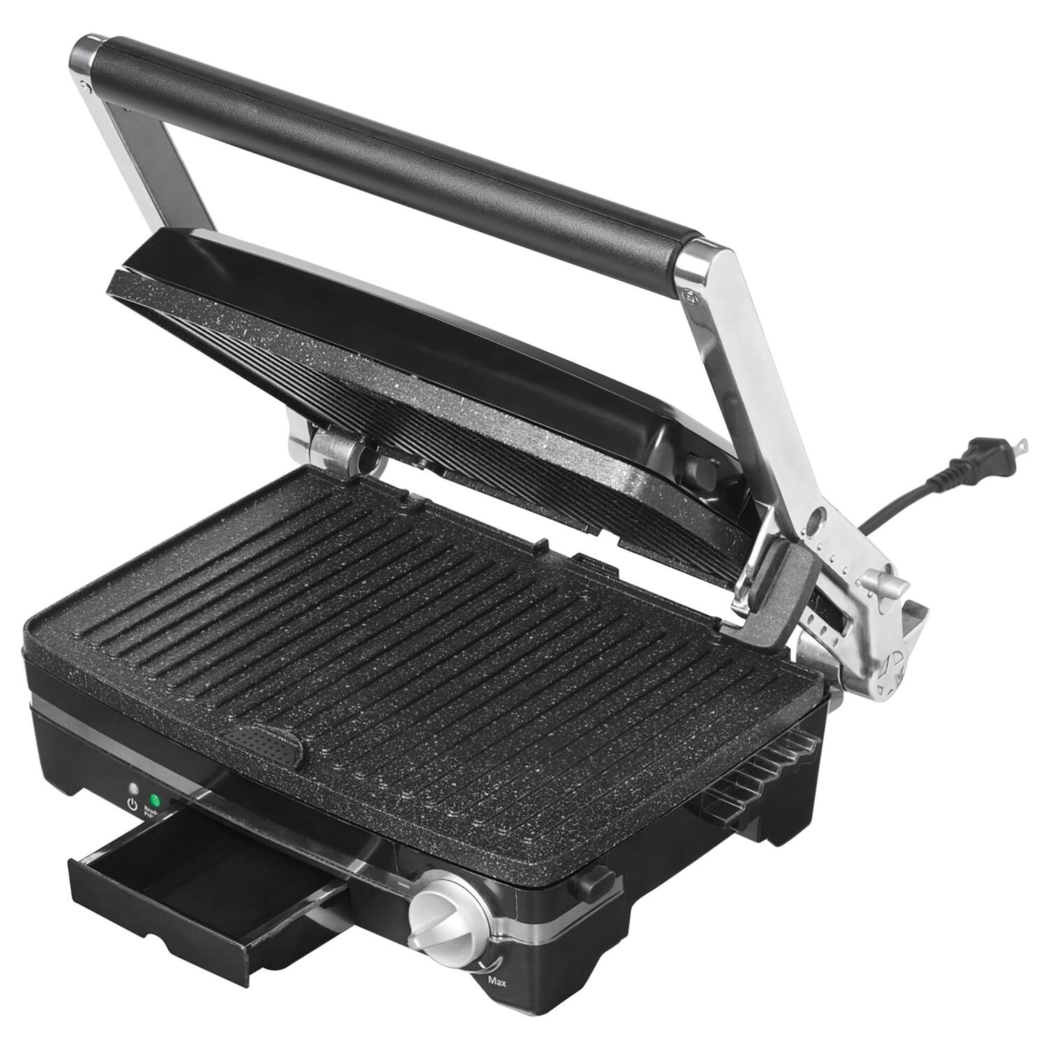 Back. Starfrit - Starfrit 024505-002-0000 The Rock 1,500-watt Panini Maker With Reversible Plates - gray.