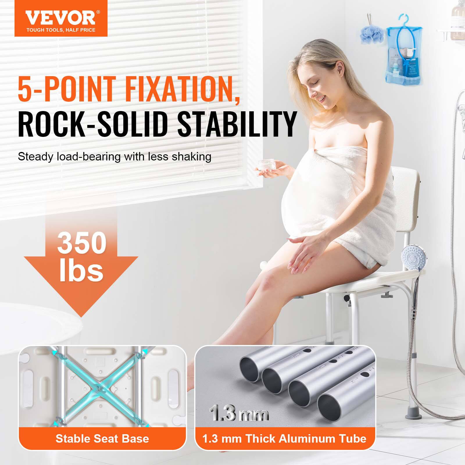 VEVOR TOUGH TOOLS, HALF PRICE, 5-POINT FIXATION, ROCK-SOLID STABILITY, Steady load-bearing with less shaking, 350 lbs, Stable Seat Base, 1.3 mm Thick Aluminum Tube