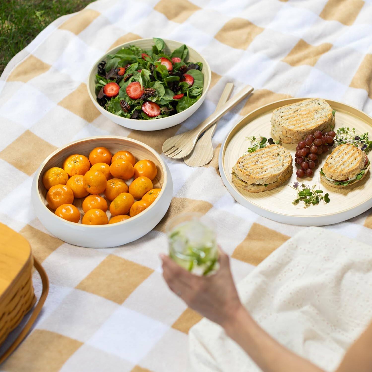 Alt View 2. Lexa - Bamboo Salad Bowl, 12 Inch, White - White.