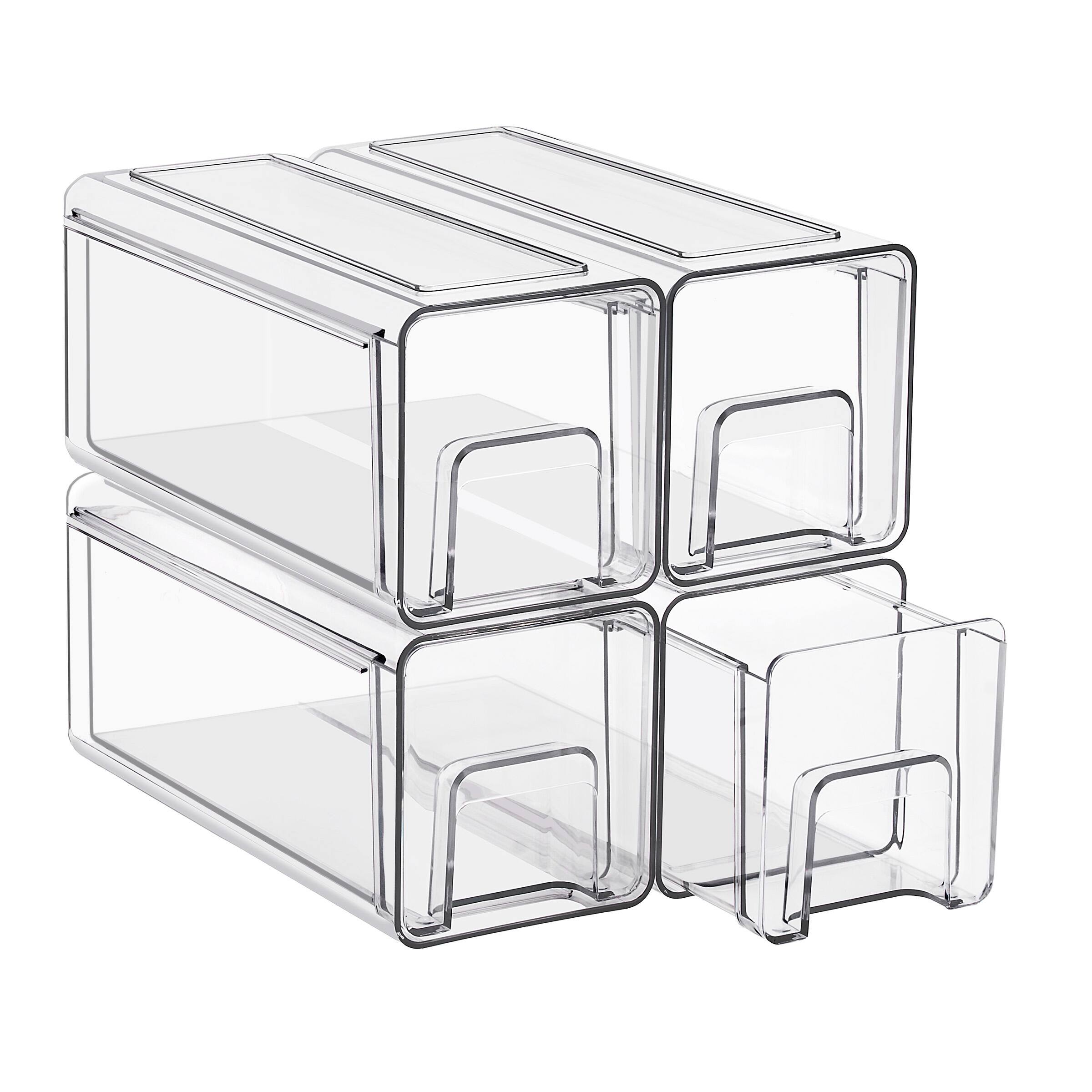 Sorbus - Large Stackable Storage Drawers – 4-Pack Plastic Organizer Bins with Handles – Pull-Out Stackable Drawers - Clear