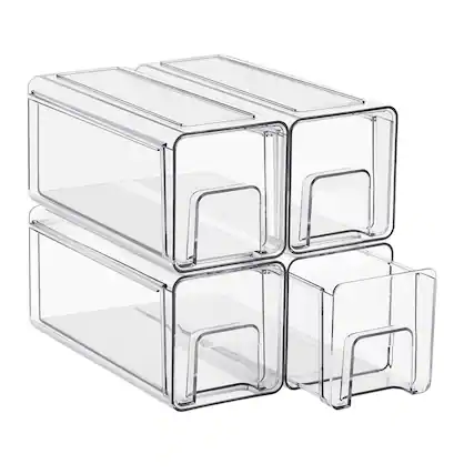 Front. Sorbus - Sorbus Large Clear Stackable Storage Drawers – 4-Pack Plastic Organizer Bins with Handles – Pull-Out Stackable Drawers - Clear.