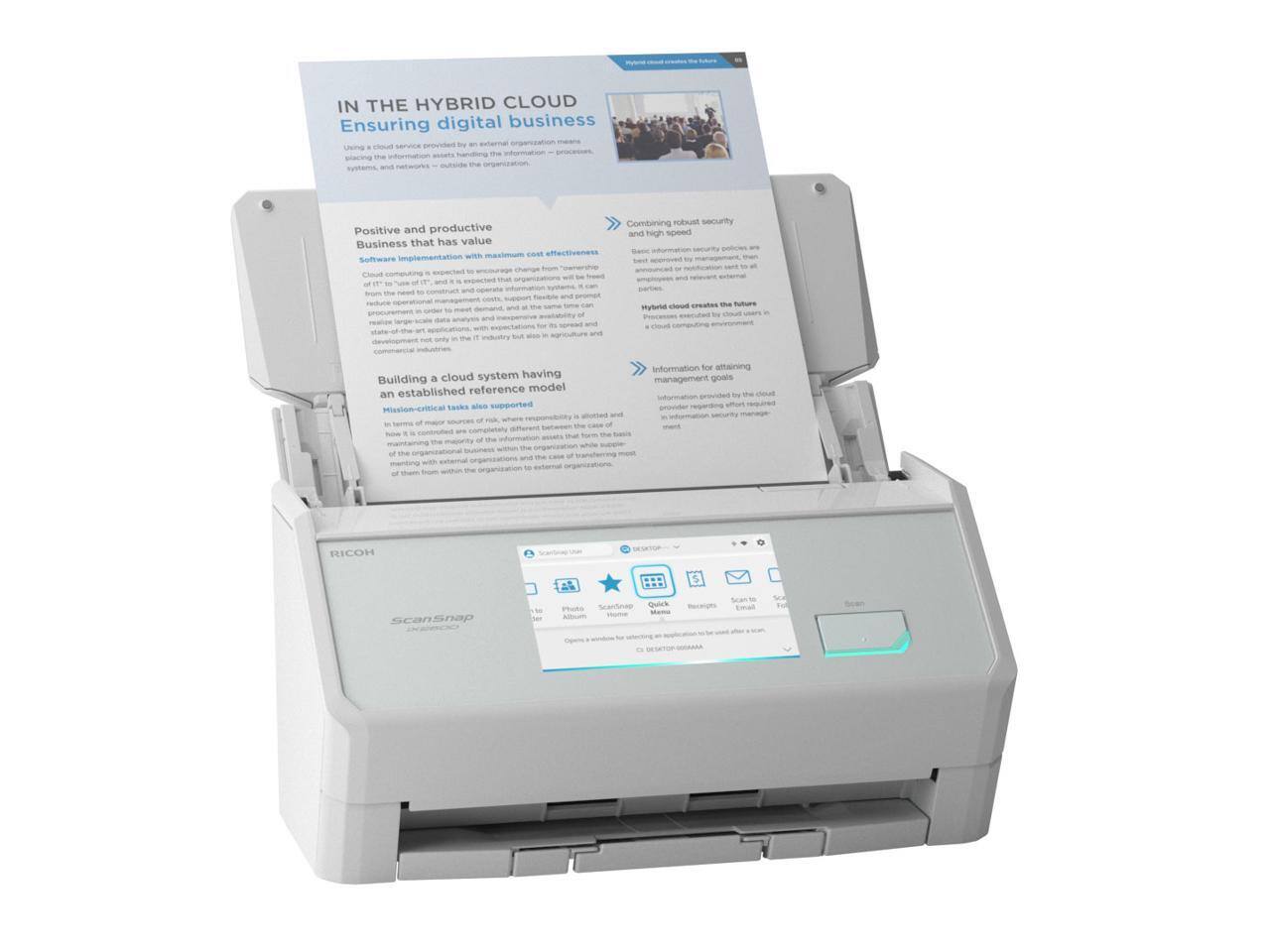 IN THE HYBRID CLOUD  
Ensuring digital business  

Using a cloud service that has value with maximum cost-effectiveness  
Positive and productive Business that has value with high speed  
Software Implementation  
Combining robust security and high speed  
Building a cloud system having established reference model  
Mission-critical business supported by the information for attaining management goals  

HYBRID CLOUD  
g digital business  

IN THE HYBRID CLOUD  
Ensuring digital business  

Using a cloud service that has value with maximum cost-effectiveness  
Positive and productive Business that has value with high speed  
Software Implementation  
Combining robust security and high speed  
Building a cloud system having established reference model  
Mission-critical business supported by the information for attaining management goals  

RICOH Snap Scanneo  
Quick Print