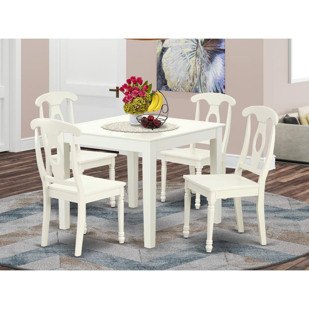 Left. East West Furniture - Dining Room Set Linen White - Brown.
