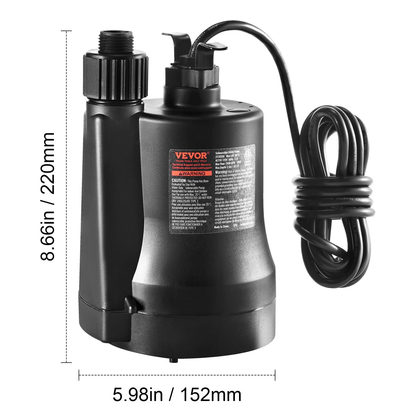 220mm / 8.66in  
VEVOR  
AC 13  
ml d T  
UN  
Soper and itturnanto  
E C  
d Sepl TM  
WARNING  
CAUTION  
Te Pe He dus  
al  
Tralated  
man po  
Sy Saboerste Pame  
Amoga  
INEACY PROSCED D N  
EN Aeme Jn OLIR  
1 de a Kope  
2 na  
ANoraN  
d wia  
e  
A Salnerta  
PACTAR FONCTONHER SONS  
C  
5.98in / 152mm