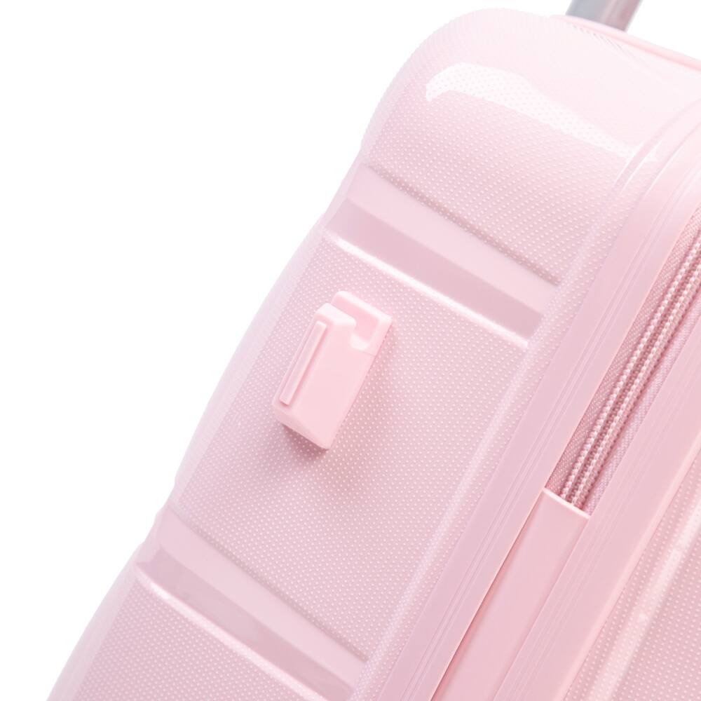 Angle. Ropilly - Ropilly 3 Piece Luggage Set Pink Hard Shell Suitcase Set with Spinner Wheels - Pink.