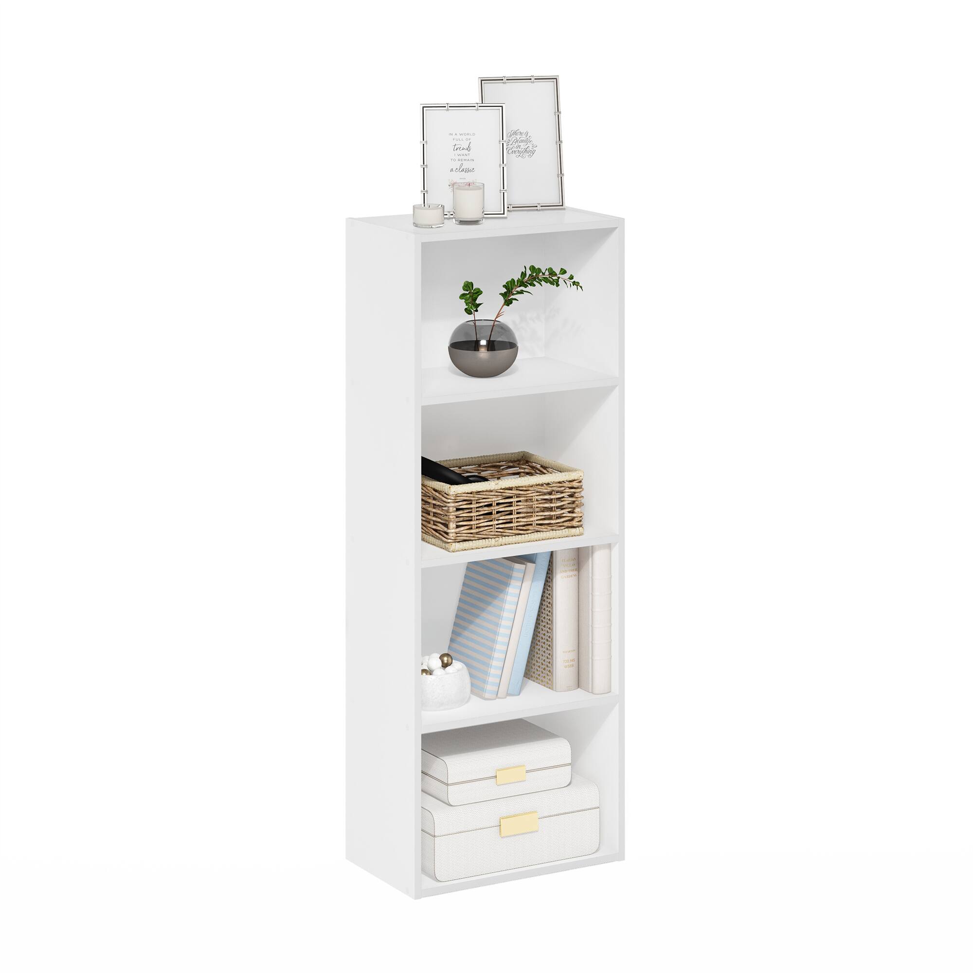Alt View 2. Furinno - Luder 4-Tier Open Shelf Bookcase - White.