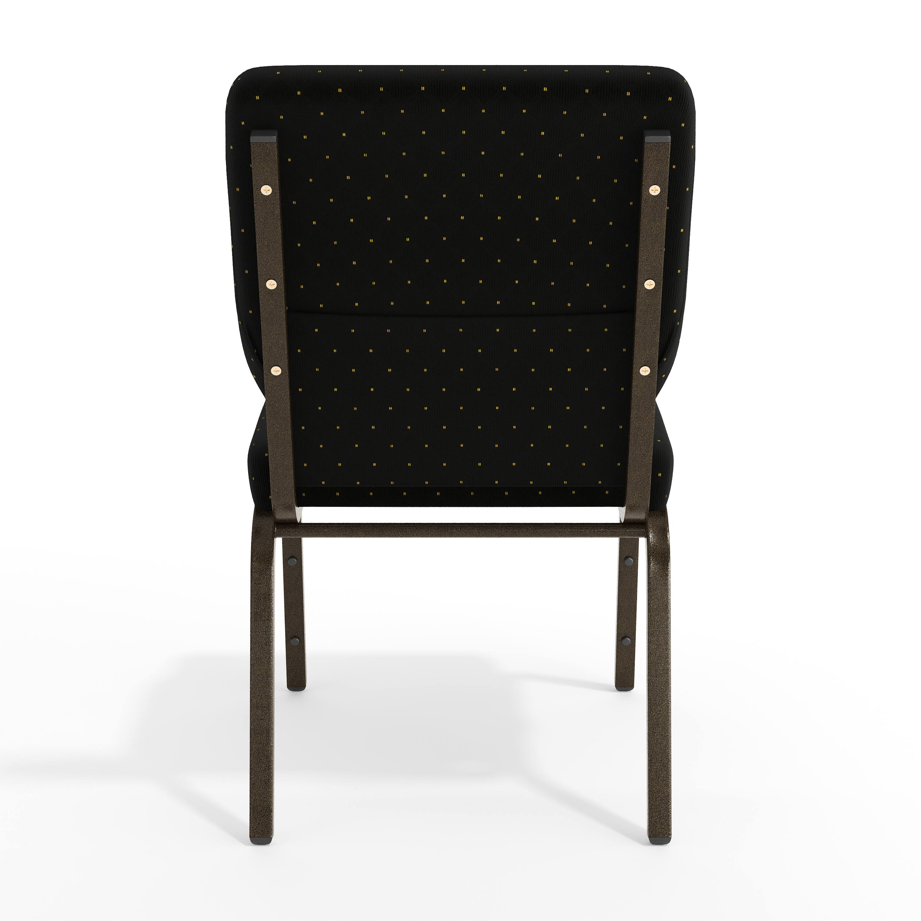 Back. Flash Furniture - HERCULES Series 18.5''W Stacking Church Chair in Black Dot Patterned Fabric - Gold Vein Frame - Black.