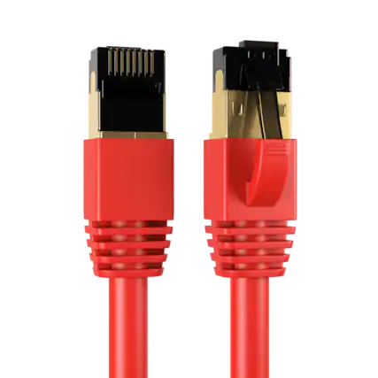 Front. Cables Direct Online - Cat8 Ethernet Cable 2FT, 40Gbps High-Speed RJ45 Shielded Copper Cord for Router, PC & Gaming - Red.