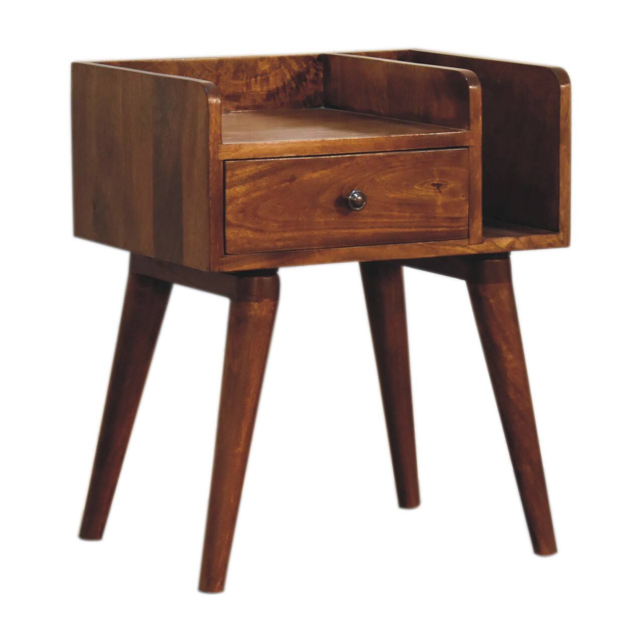 Left. Artisan Furniture - Artisan Furniture Solid Wood Chestnut Collective Nightstand, 1 Drawer, 2 Shelves, Chestnut - Chestnut.