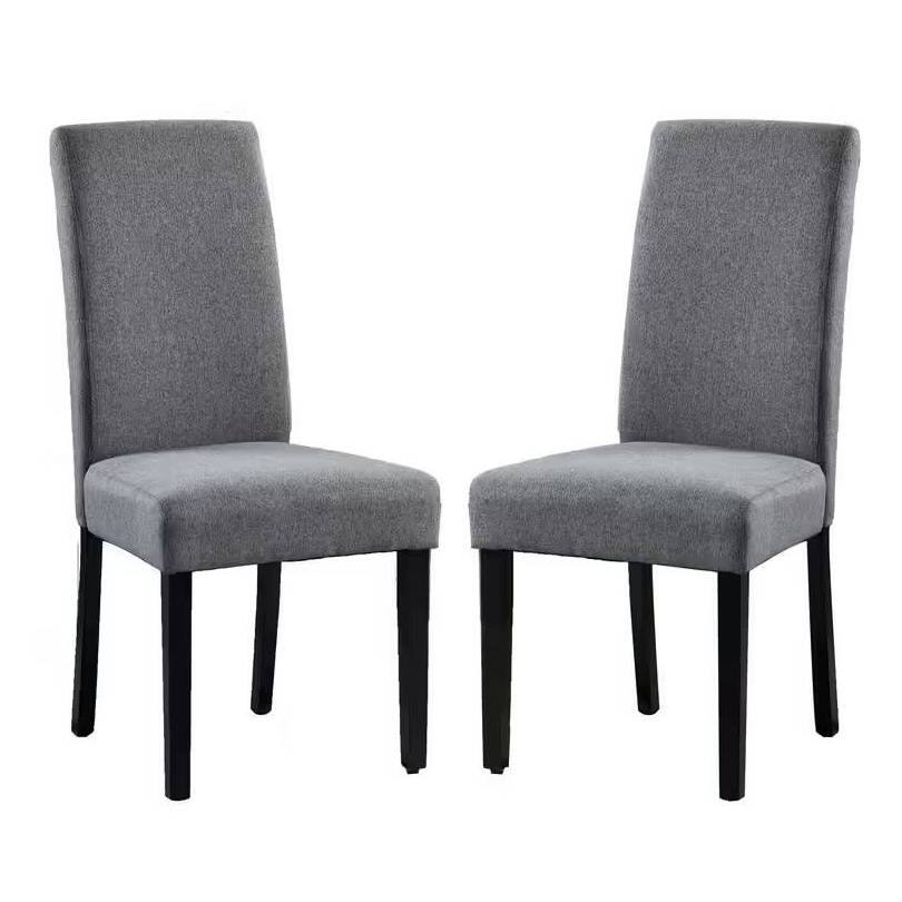 SlickBlue - Stylish Fabric Upholstered Dining Chairs Set of 2 with Wood Legs - Gray