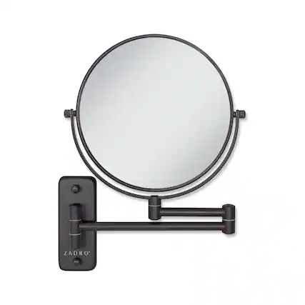 Front. Zadro - Wall Mounted Makeup Mirror with 8X/1X Magnifications & Extendable Arm - Oil Rubbed Bronze.