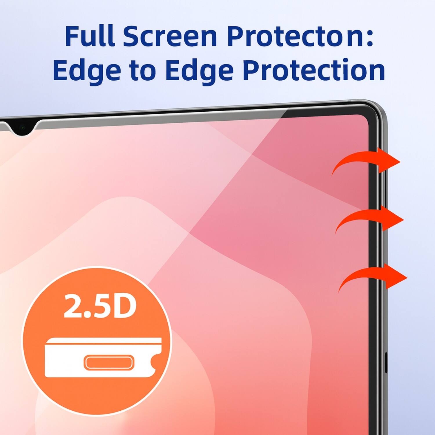 Full Screen Protection: Edge to Edge Protection

2.5D