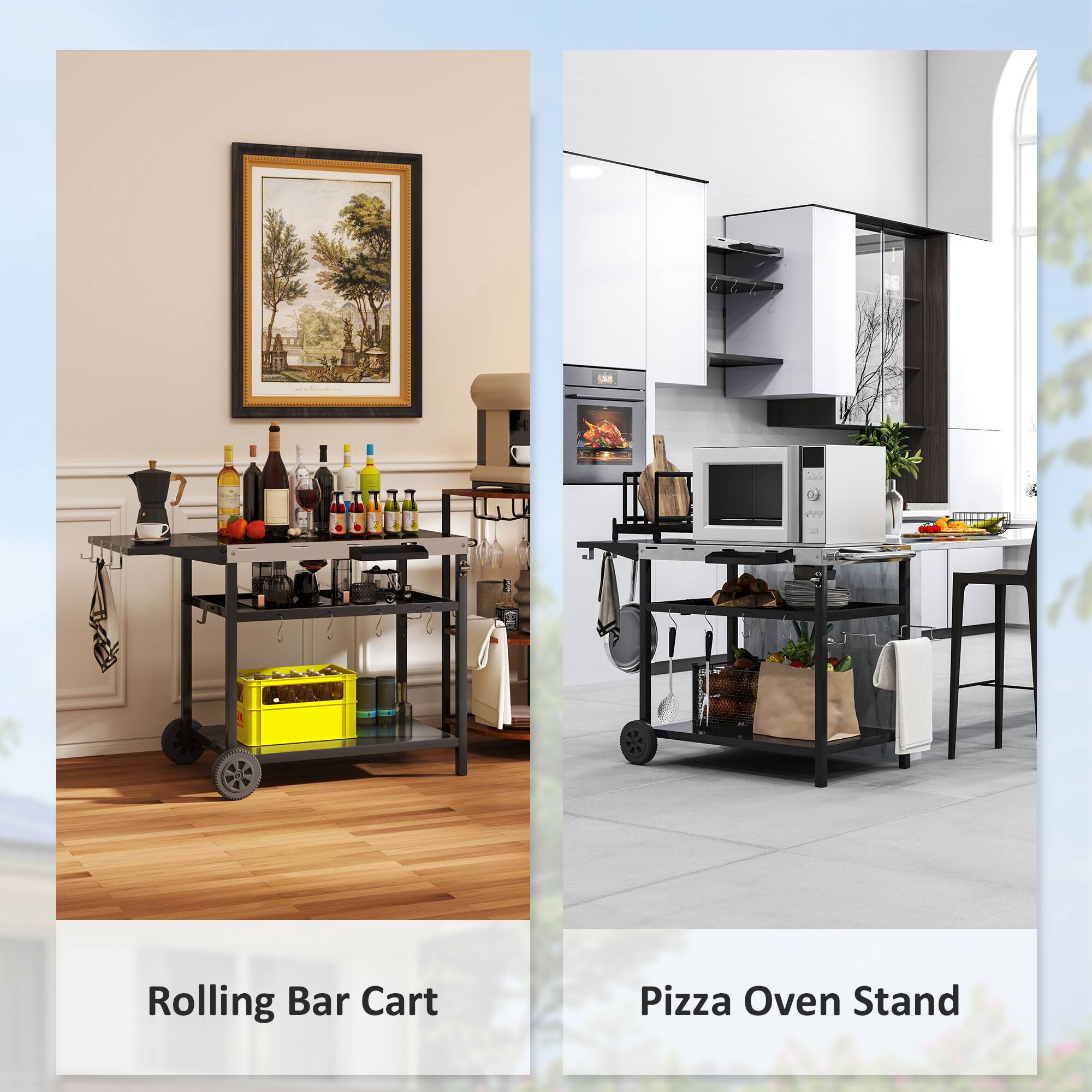 Rolling Bar Cart, Pizza Oven Stand