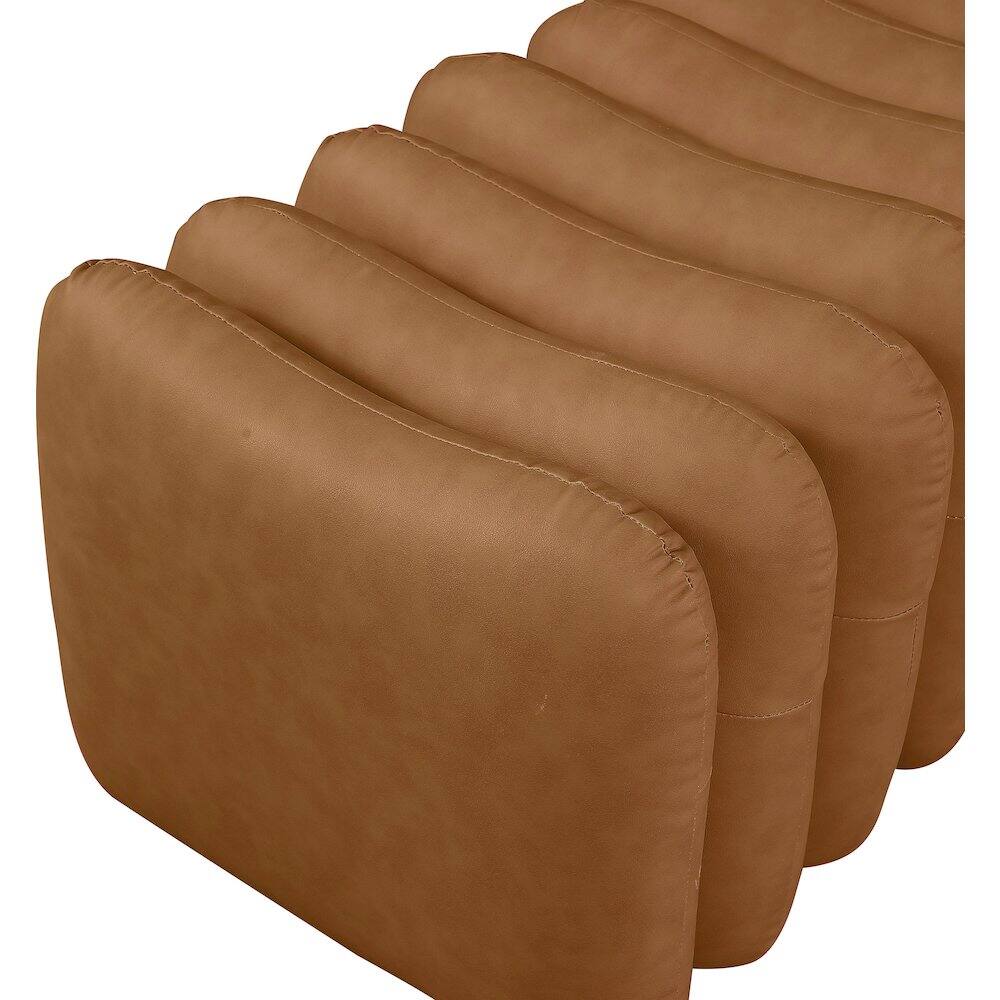 Alt View 4. Meridian Furniture - Atticus Cognac Vegan Leather Bench - Brown.