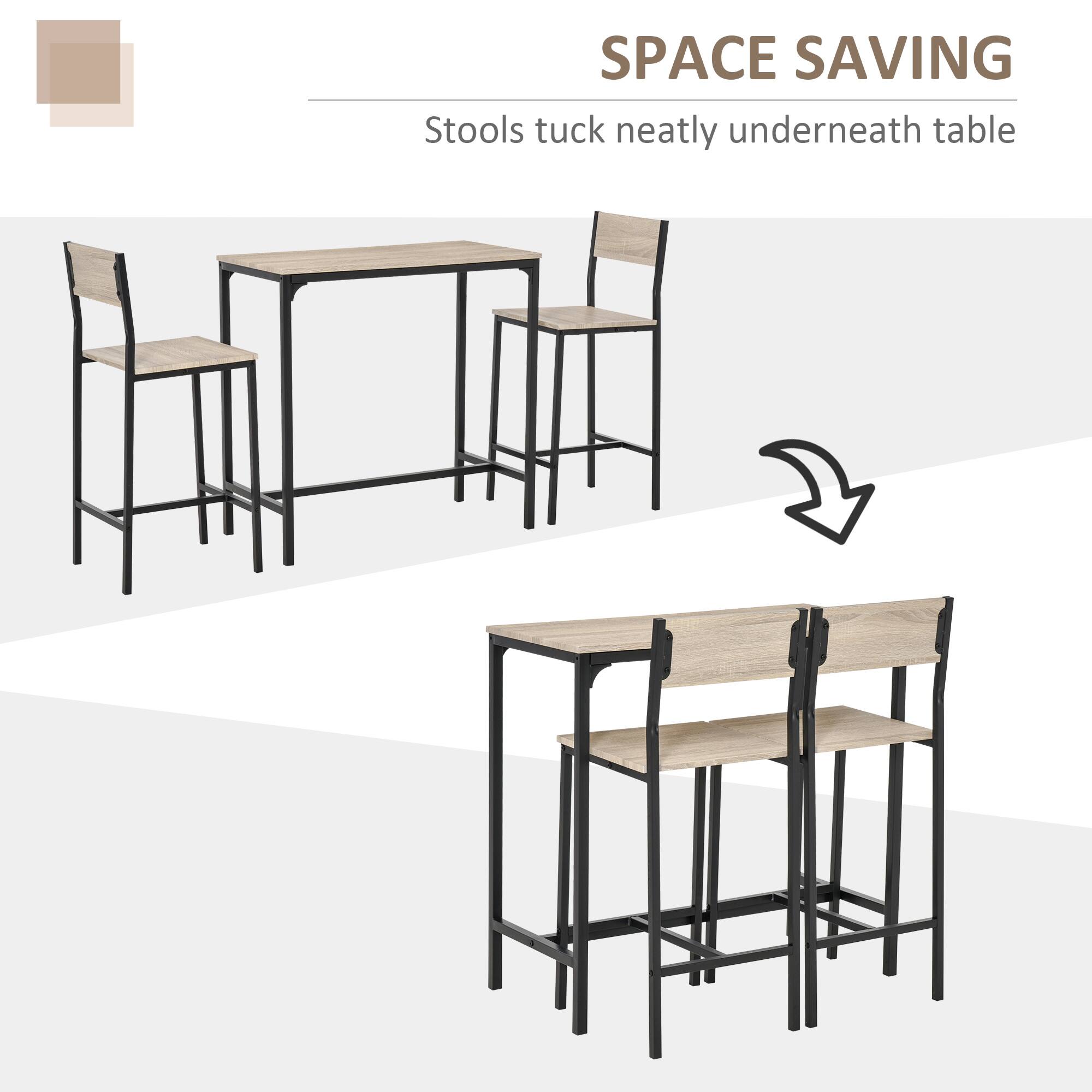 SPACE SAVING
Stools tuck neatly underneath table