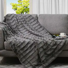 Cheer Collection - Faux Fur Printed Blanket - Multiple Colors & Sizes - Gray