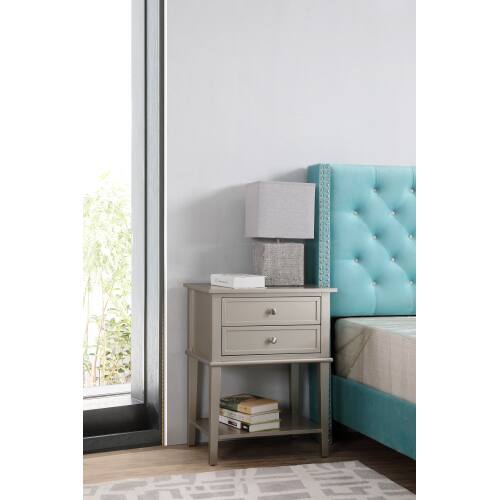 Tiramisubest - Modern Silver Champagne Nightstand with Open Shelf - Brown