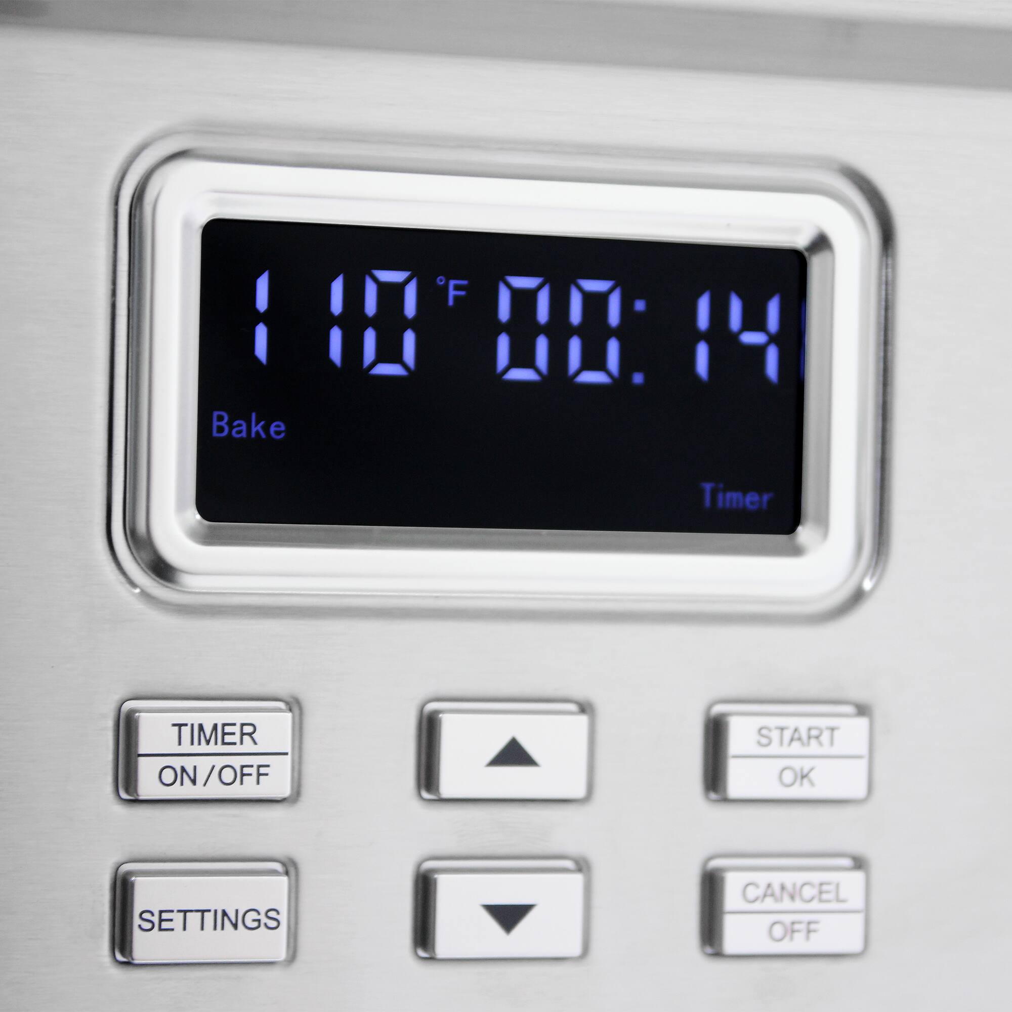 F 1001 1 1  14 Bake Timer TIMER ON ON/OFF / START OK SETTINGS CANCEL OFF