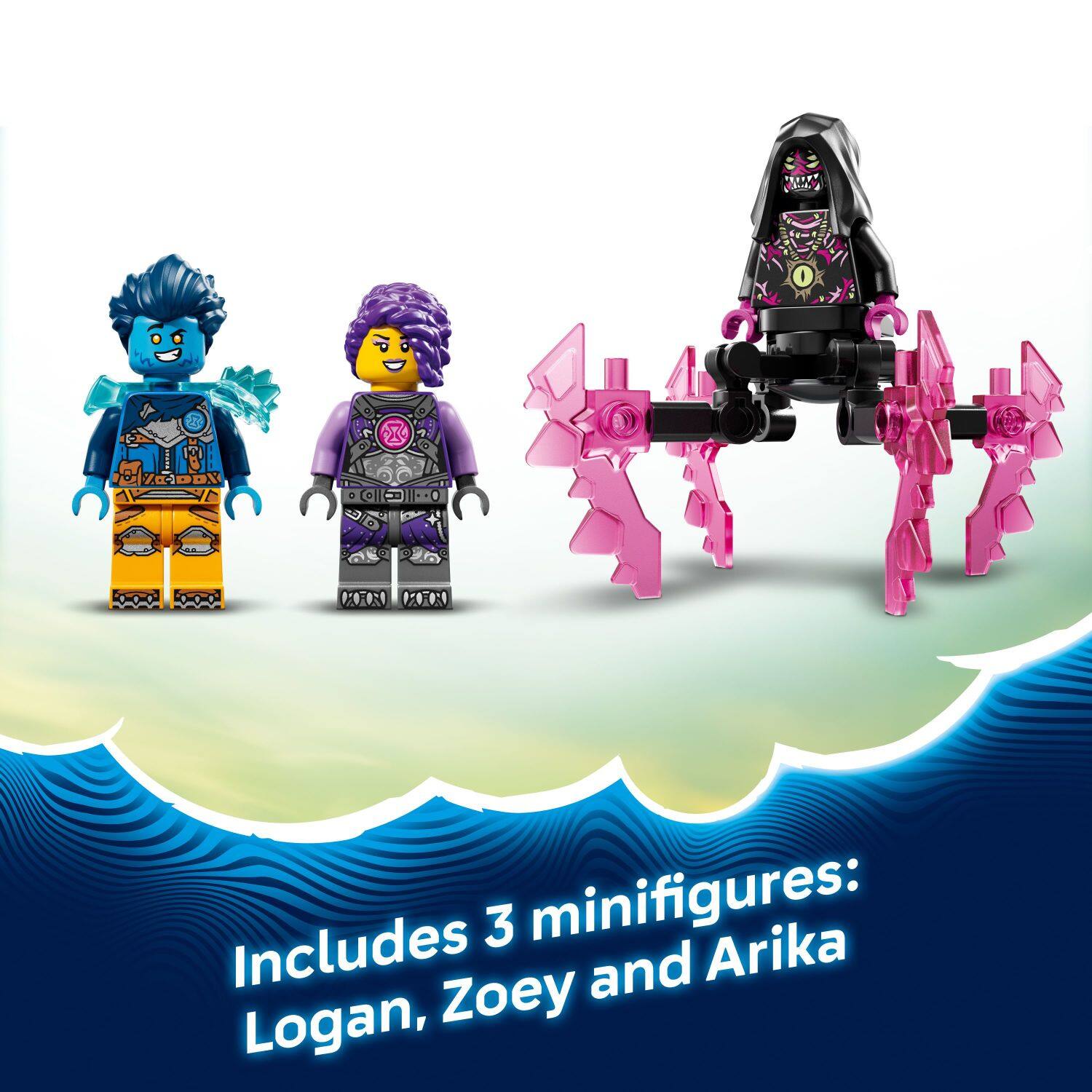 Includes 3 minifigures: Logan, Zoey and Arika