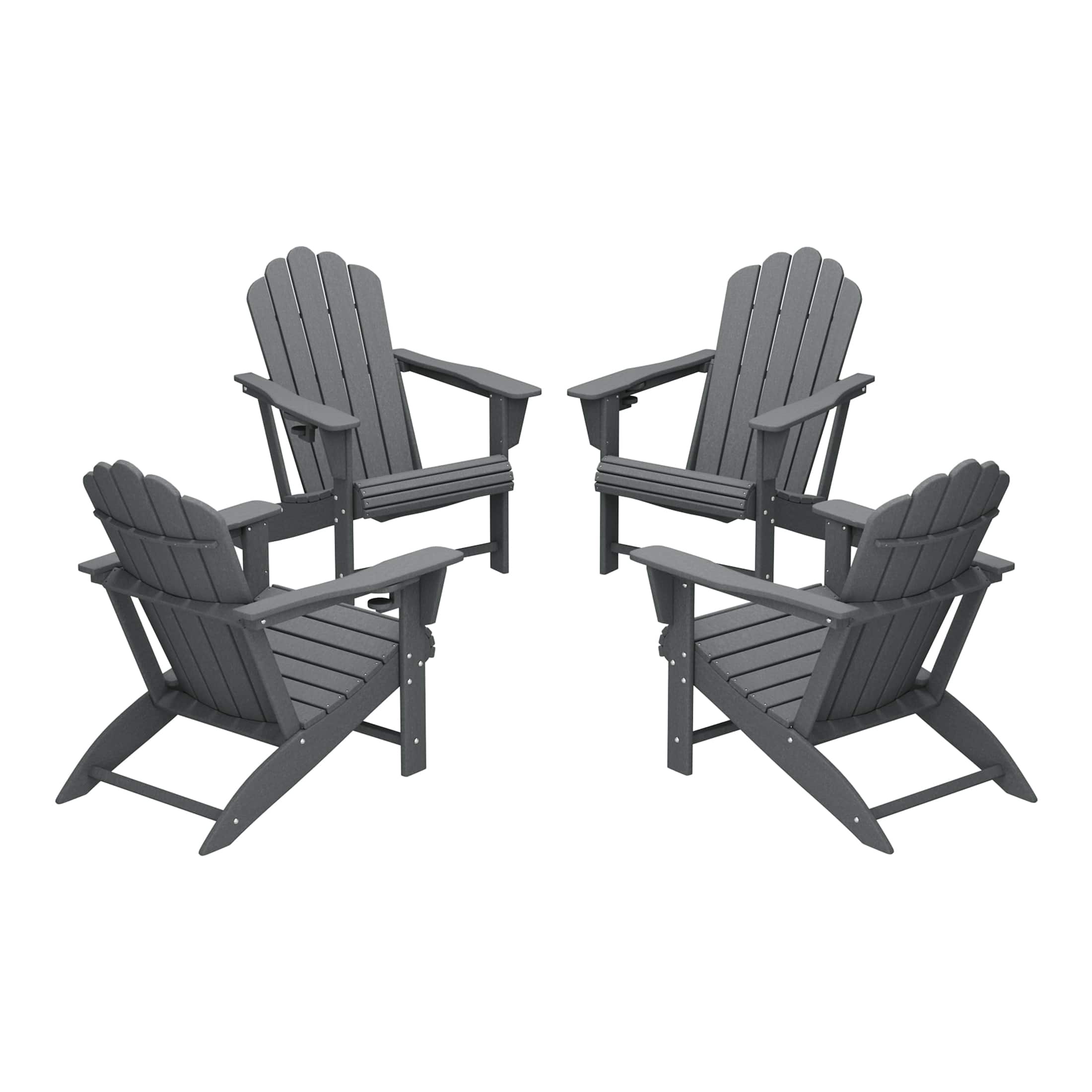 WestinTrends - Highland Outdoor Patio HDPE Adirondack Chairs With Cup Holders (Set of 4) - Gray price history on PriceWatchPro