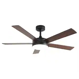 Vaczon - Modern 48-inch 5-Blade Ceiling Fan with LED Lights and Remote Control - Black