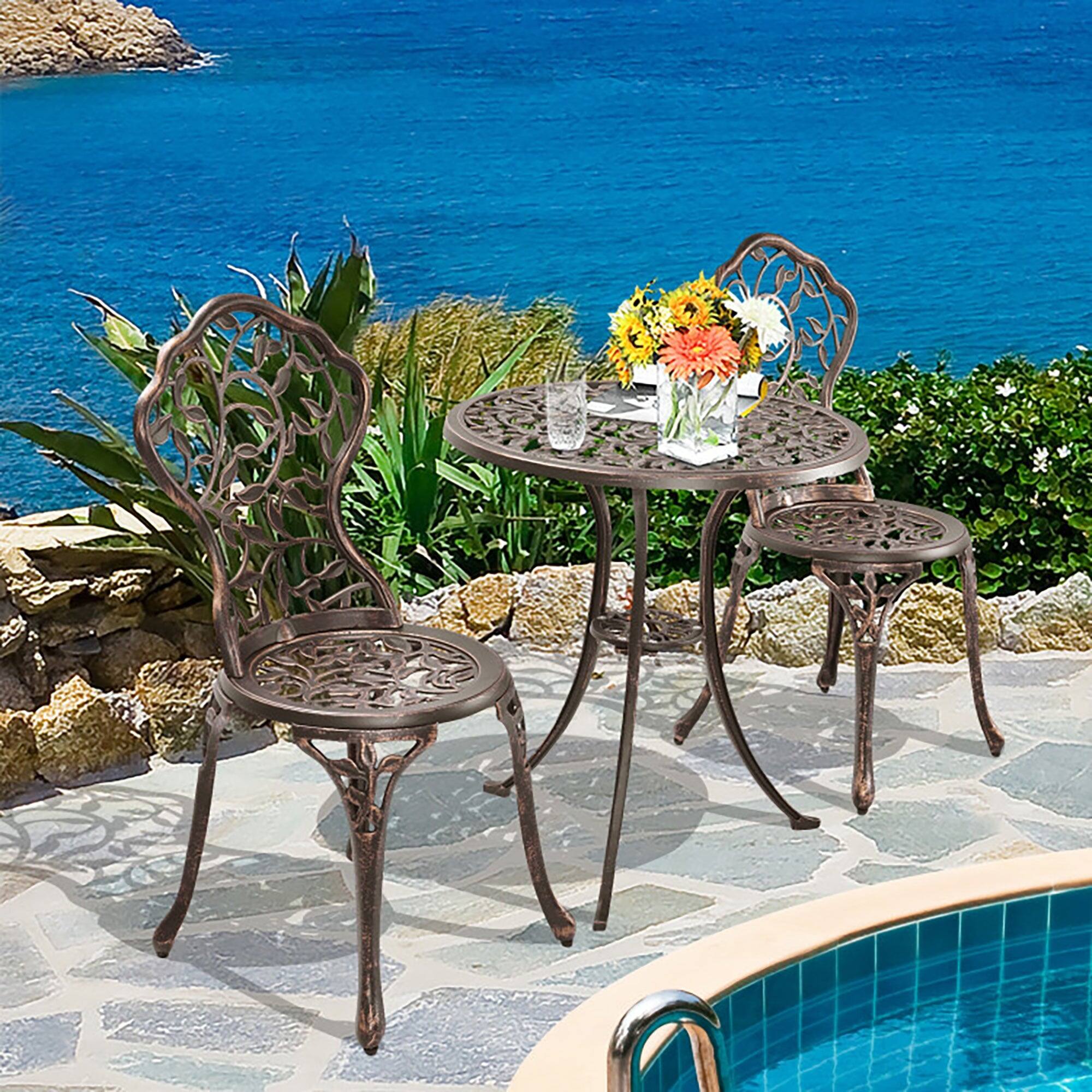 Alt View 8. Boyel Living - 3 Pieces Cast Aluminum Bistro Set - Antique Bronze.
