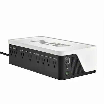 Front. APC - APC Back-UPS, 1050VA/600W, Floor/Wall Mount, 120V, 8x NEMA 5-15R outlets, USB Type A + C Ports - Floor/Wall Mountable - Black.