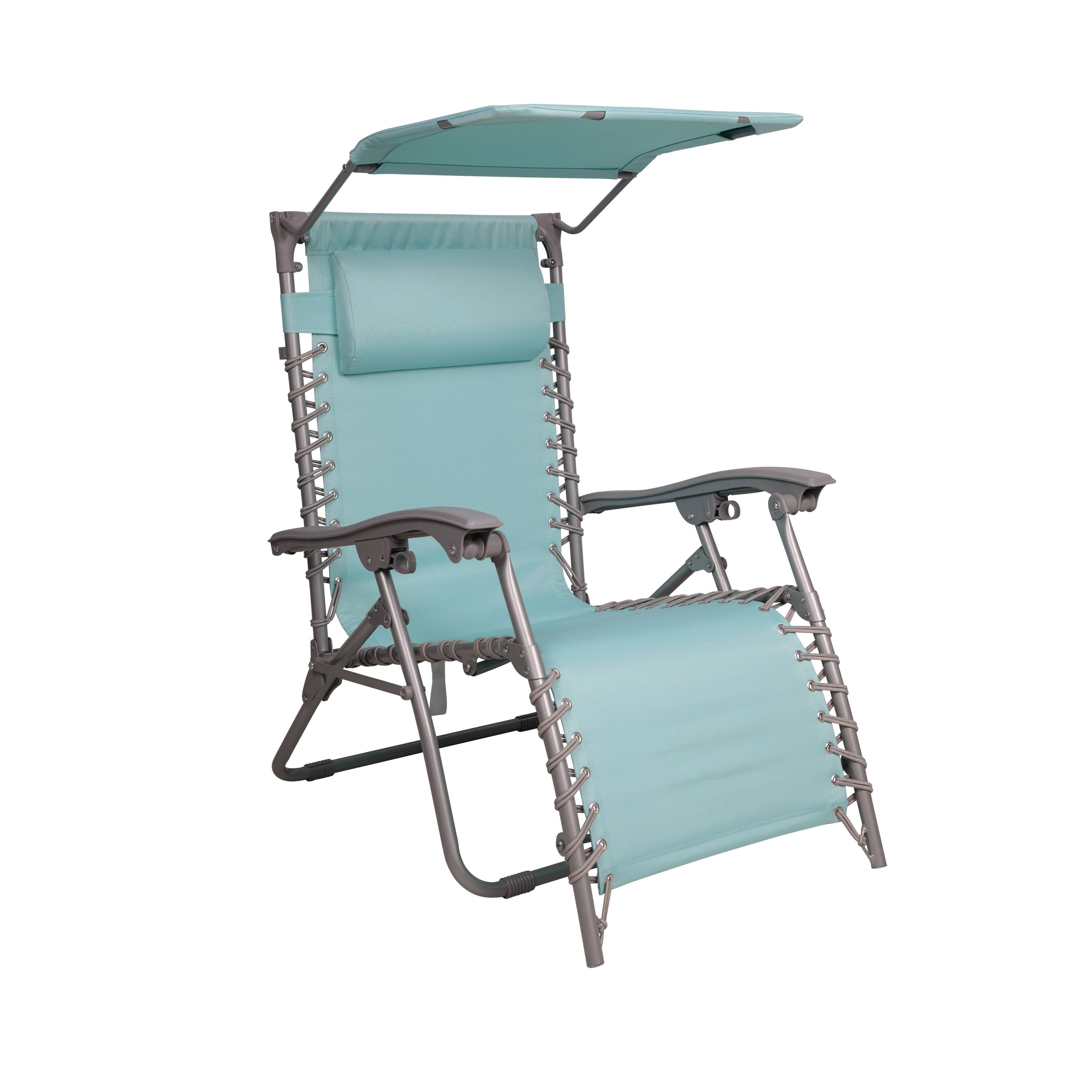 Front. Bliss - Gravity Free Beach Chair w/ Pillow & Canopy - Sea Glass.