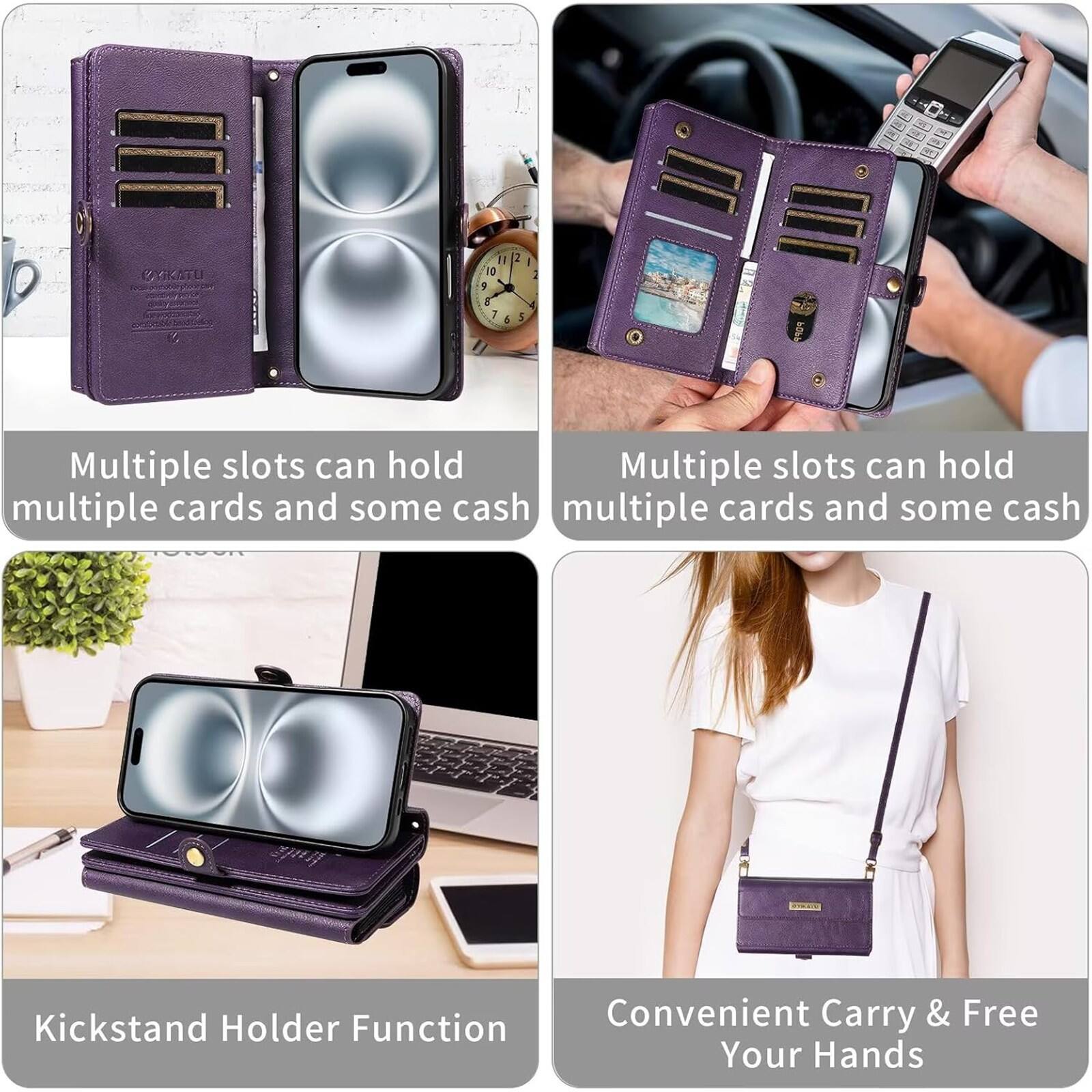 Multiple slots can hold multiple cards and some cash

Multiple slots can hold multiple cards and some cash

Kickstand Holder Function

Convenient Carry & Free Your Hands