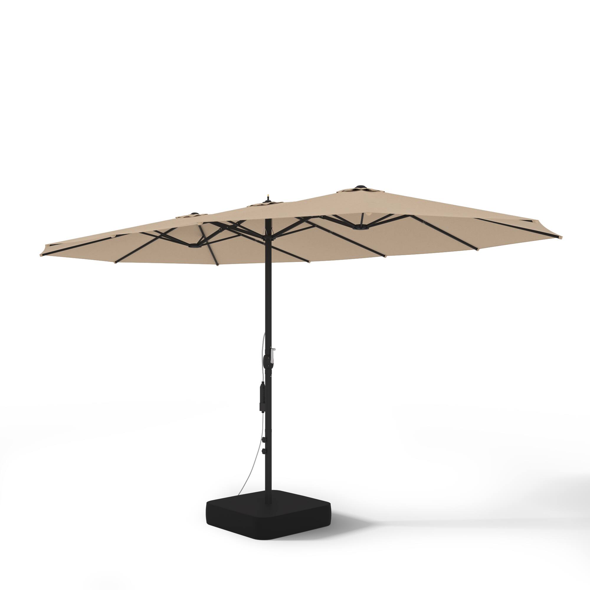 Alt View 10. Famapy - 11ft Double-Top Patio Misting Umbrella - Spray Cooling System & Reinforced Frame for Pool, Garden - Sand.