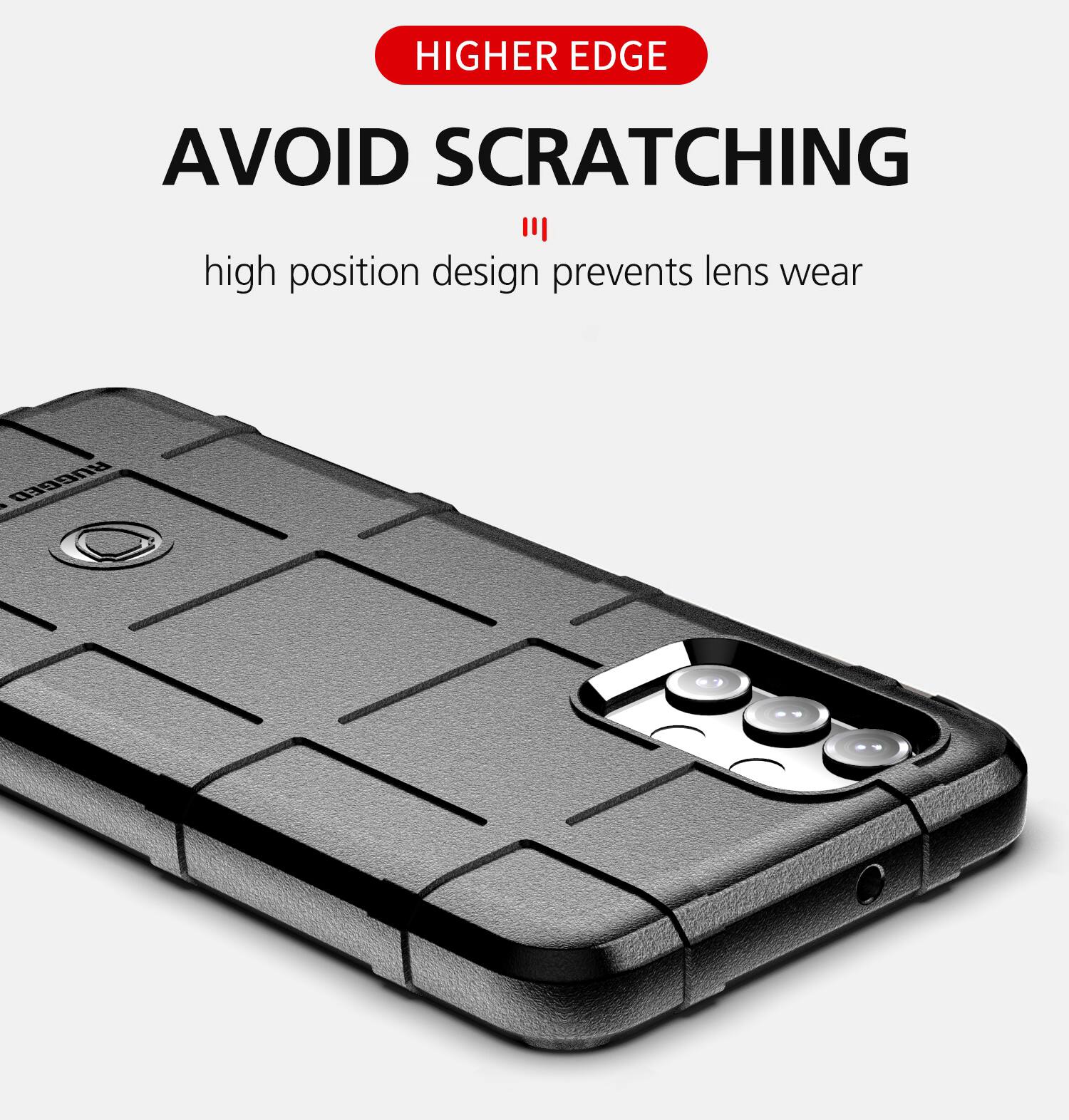 HIGHER EDGE  
AVOID SCRATCHING  
high position design prevents lens wear